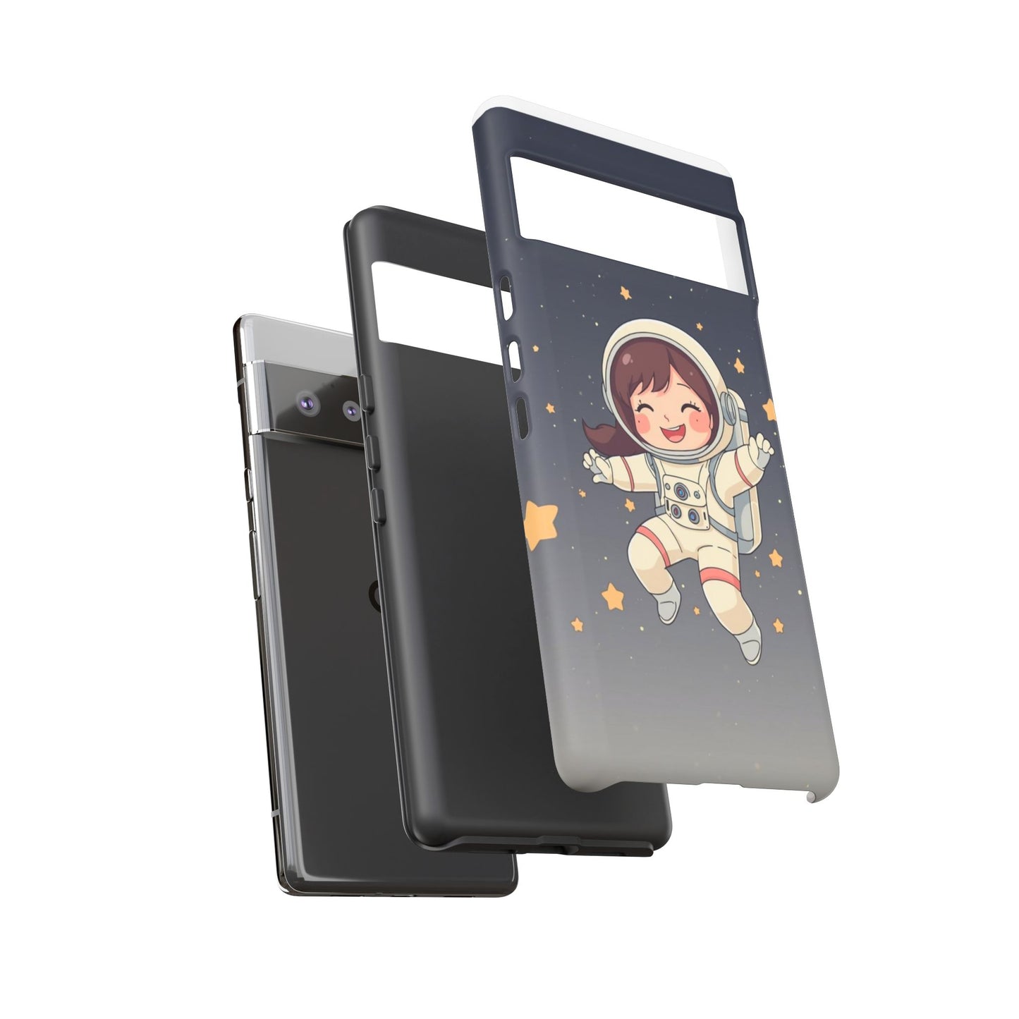 Cute Girl Astronaut Phone Case — Space Stars Protective iPhone Cover