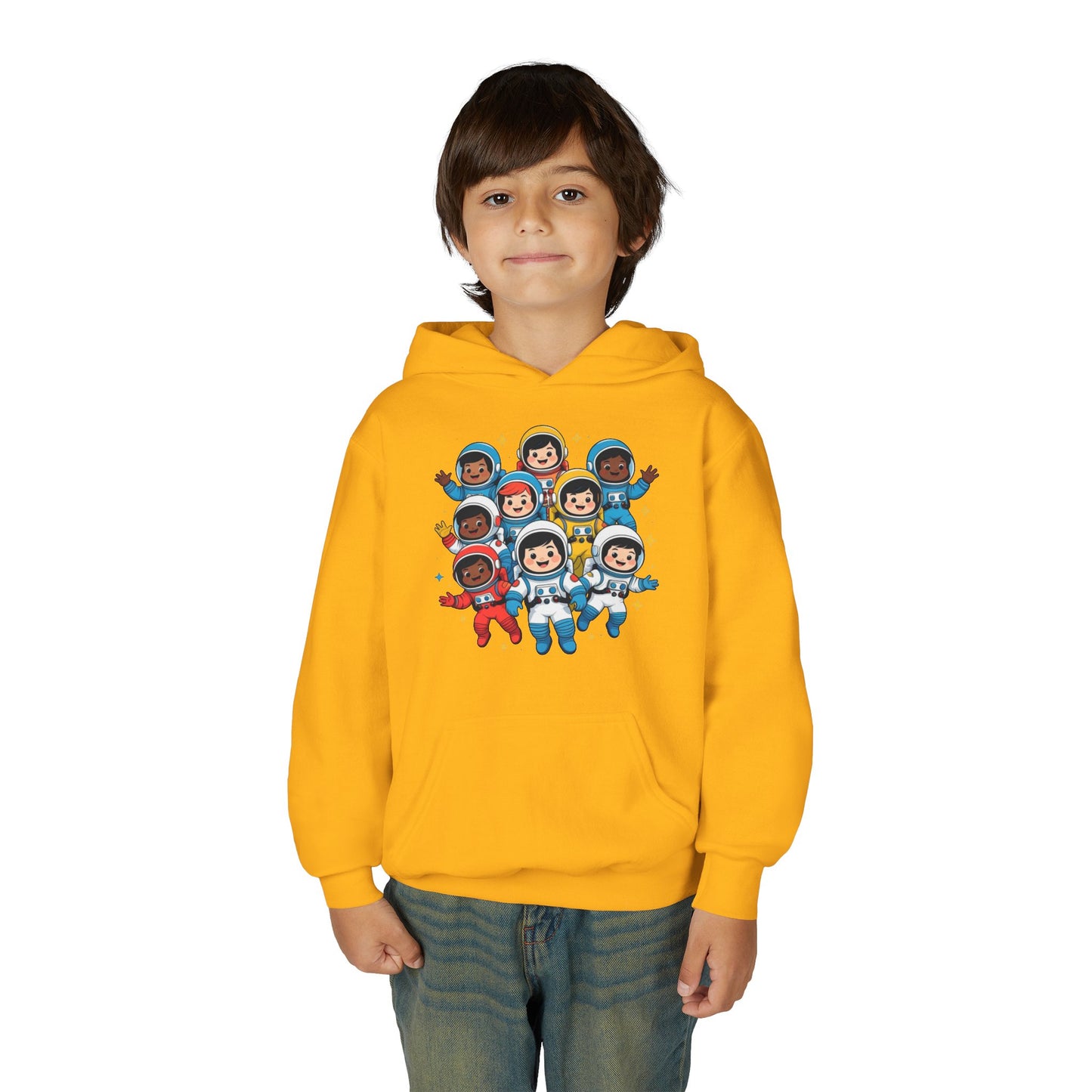 Kids Astronaut Crew Hoodie — Cute Diverse Space Explorers Graphic