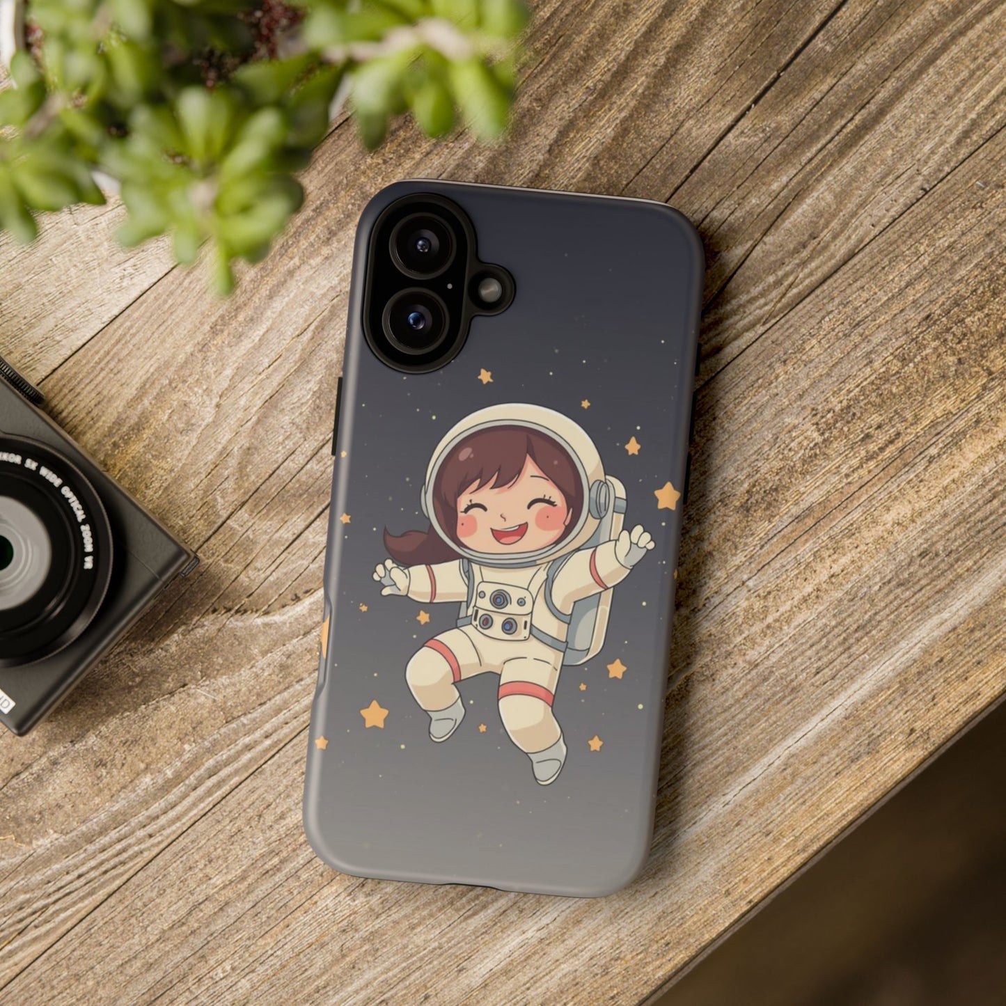 Cute Girl Astronaut Phone Case — Space Stars Protective iPhone Cover