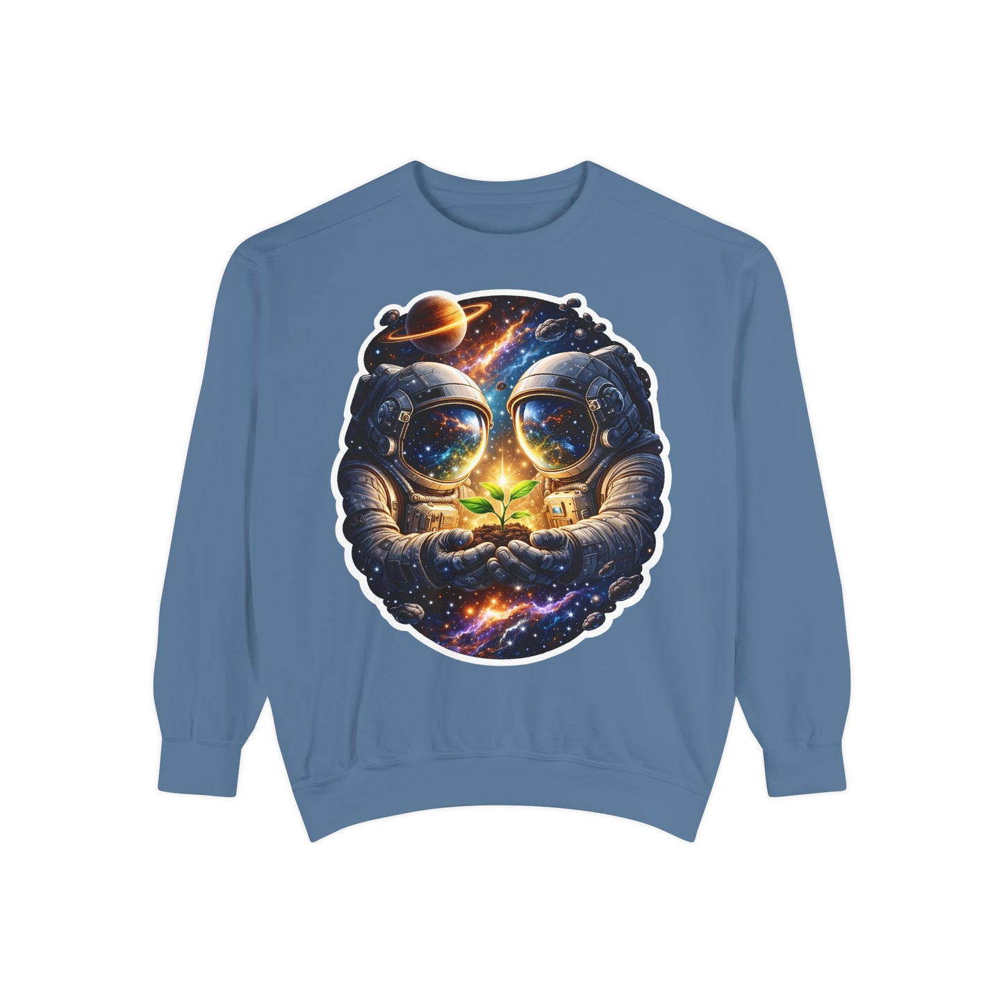 Astronaut Holding Seedling Sweatshirt — Cosmic Space Crewneck