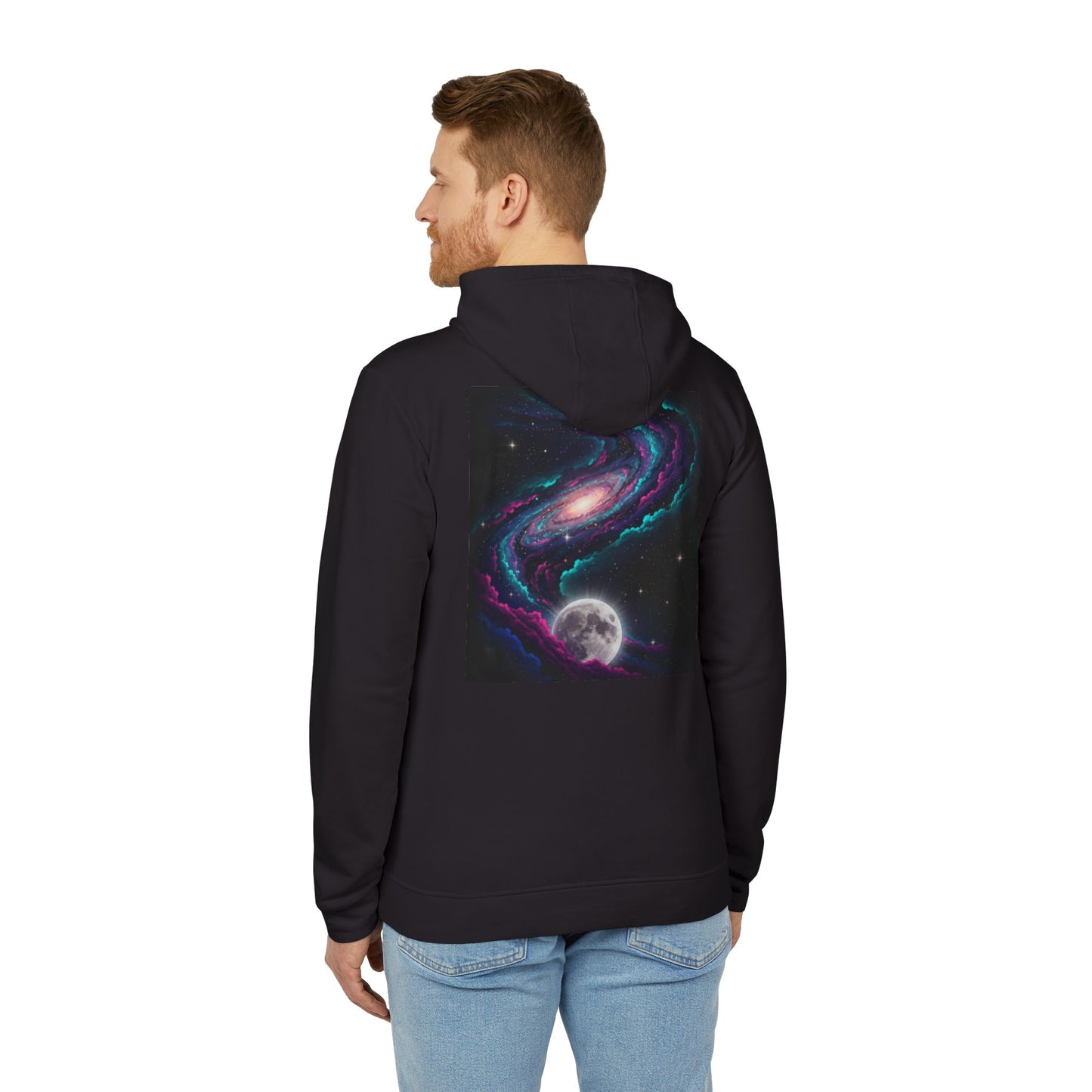 Galaxy Space Hoodie — Cosmic Moon & Nebula Graphic Pullover