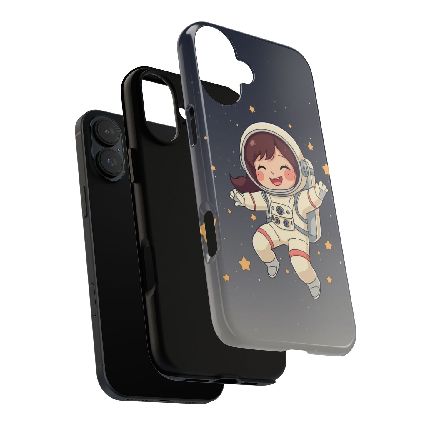 Cute Girl Astronaut Phone Case — Space Stars Protective iPhone Cover