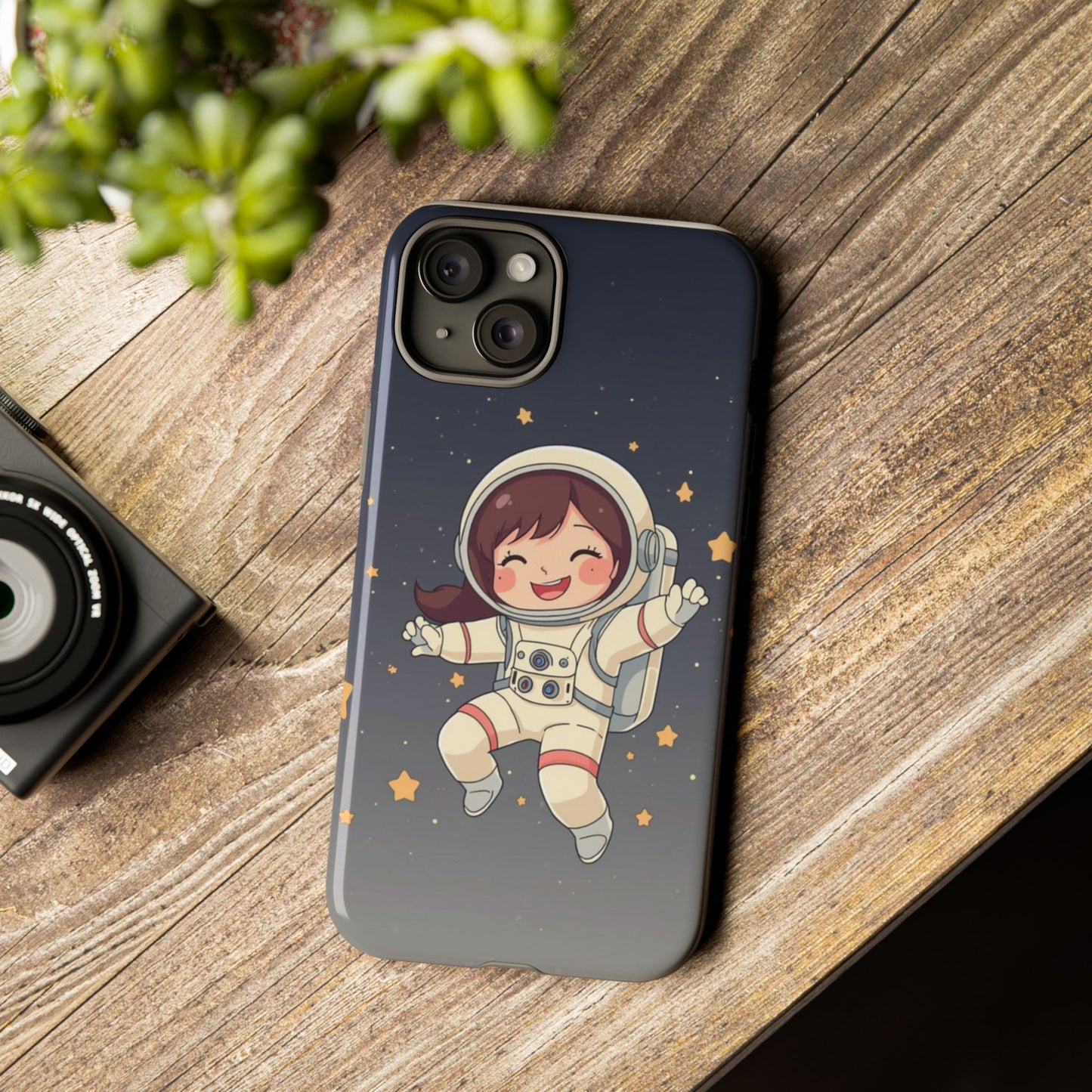Cute Girl Astronaut Phone Case — Space Stars Protective iPhone Cover