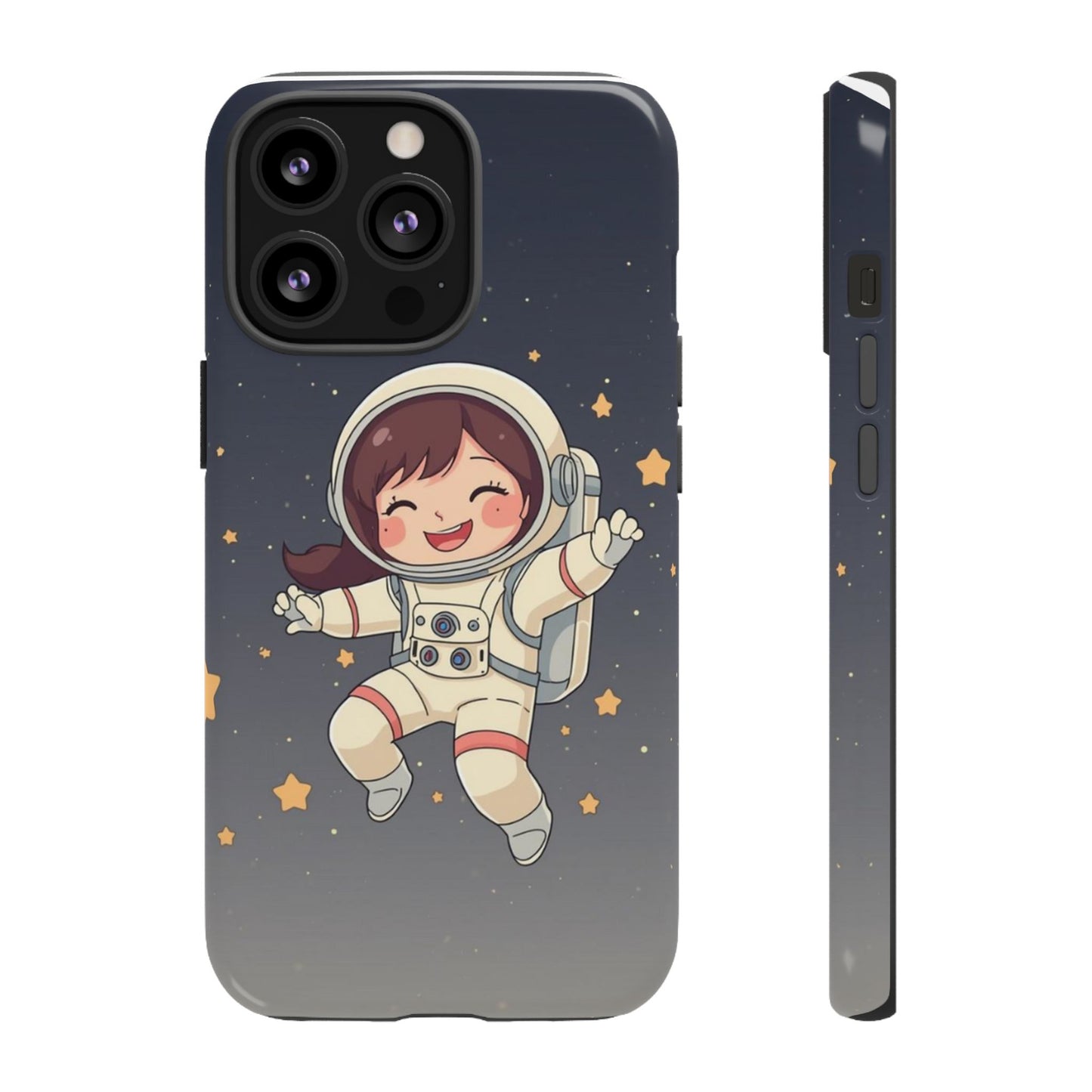 Cute Girl Astronaut Phone Case — Space Stars Protective iPhone Cover