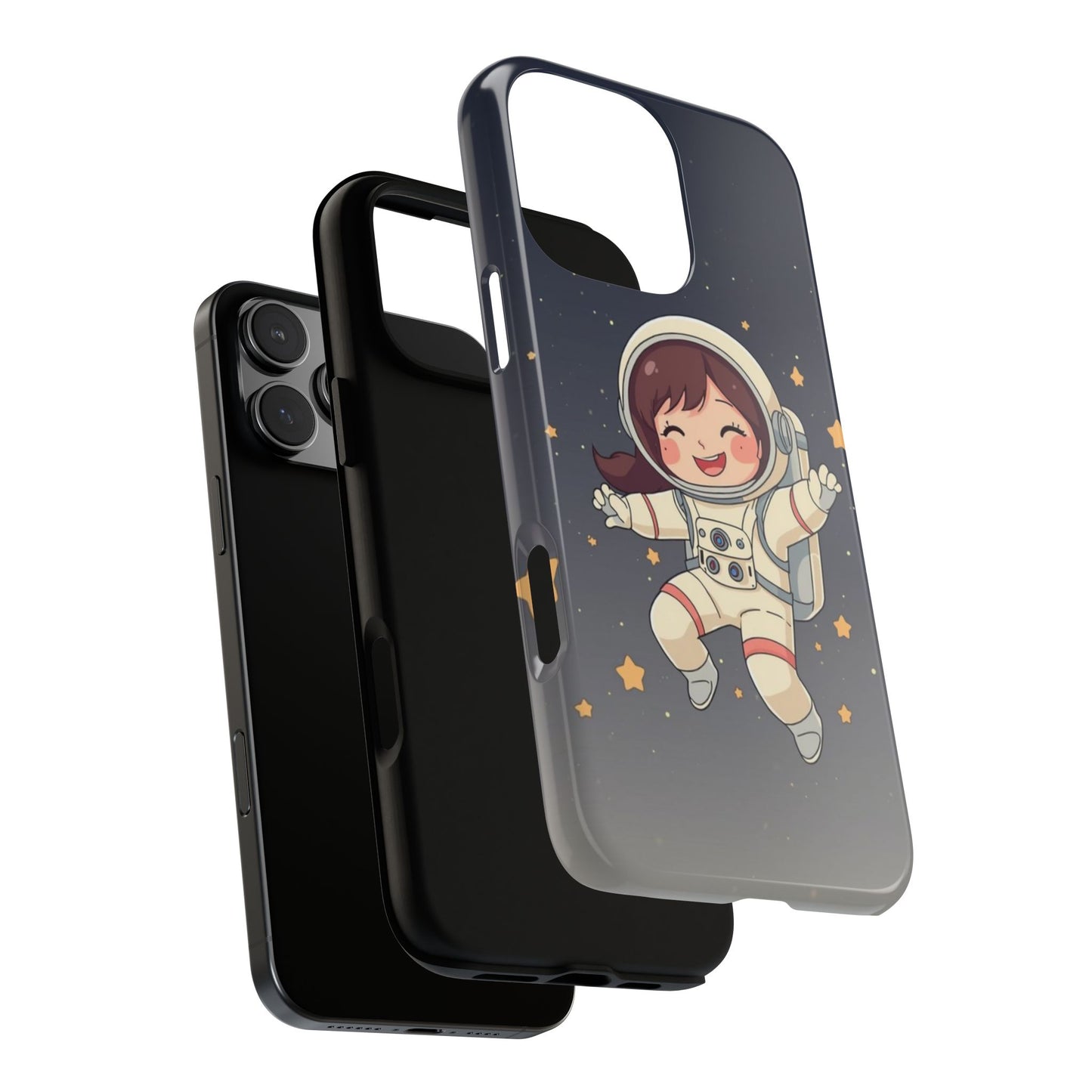Cute Girl Astronaut Phone Case — Space Stars Protective iPhone Cover