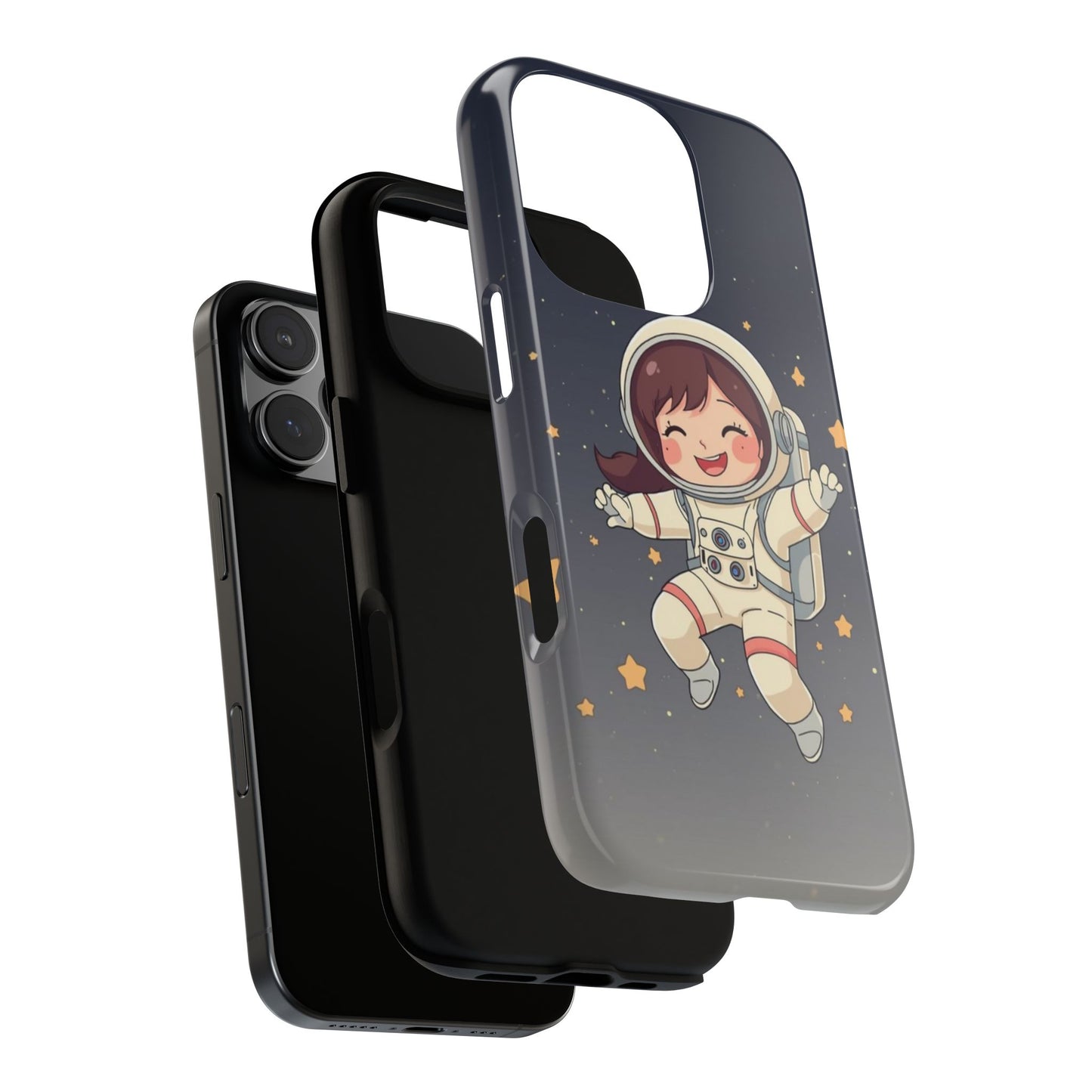 Cute Girl Astronaut Phone Case — Space Stars Protective iPhone Cover