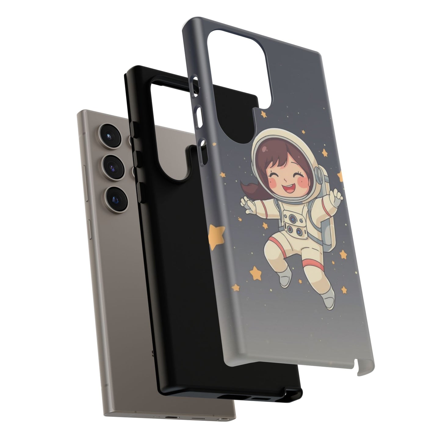 Cute Girl Astronaut Phone Case — Space Stars Protective iPhone Cover
