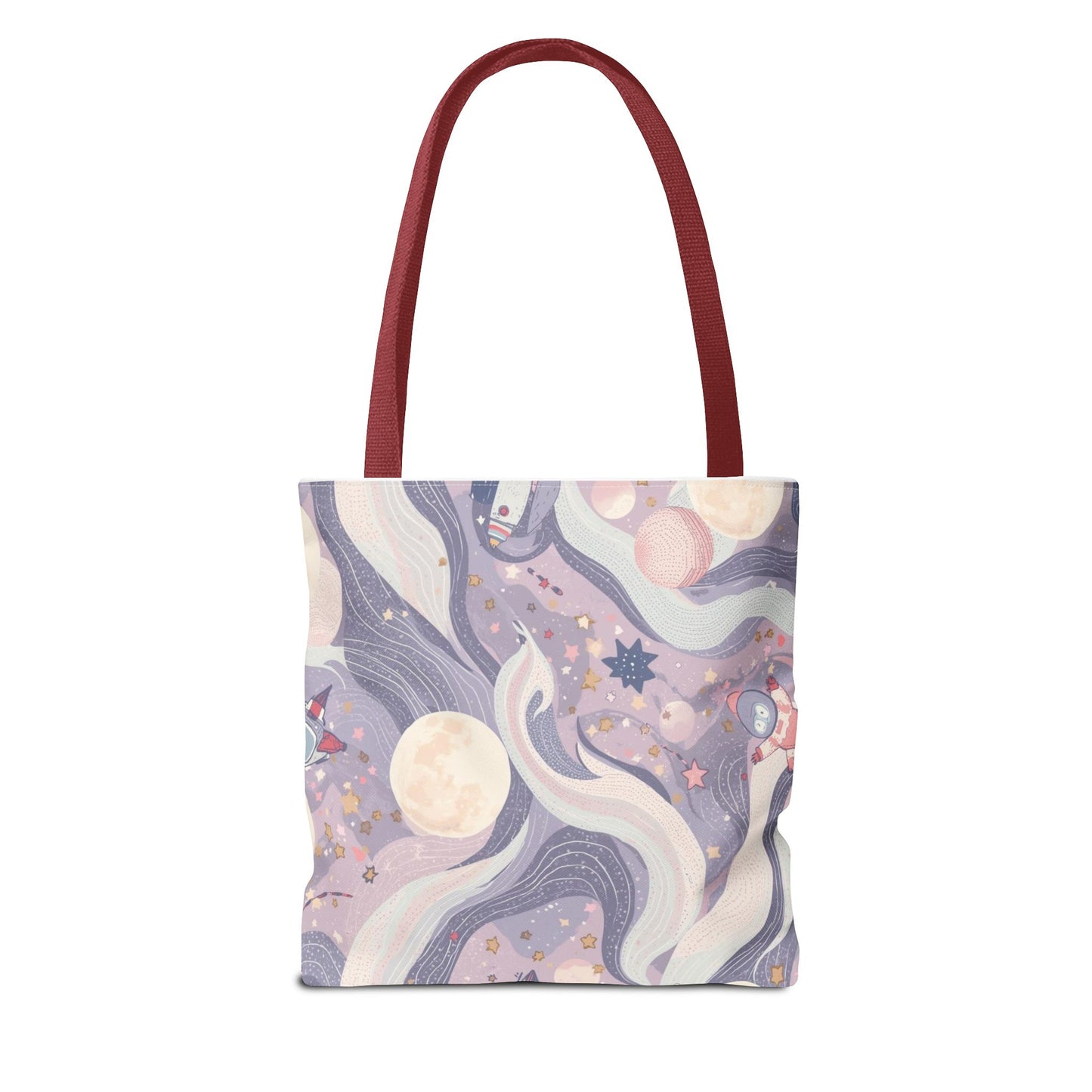 Celestial Moonlight Tote Bag — Pastel Cosmic Waves All-Over Print