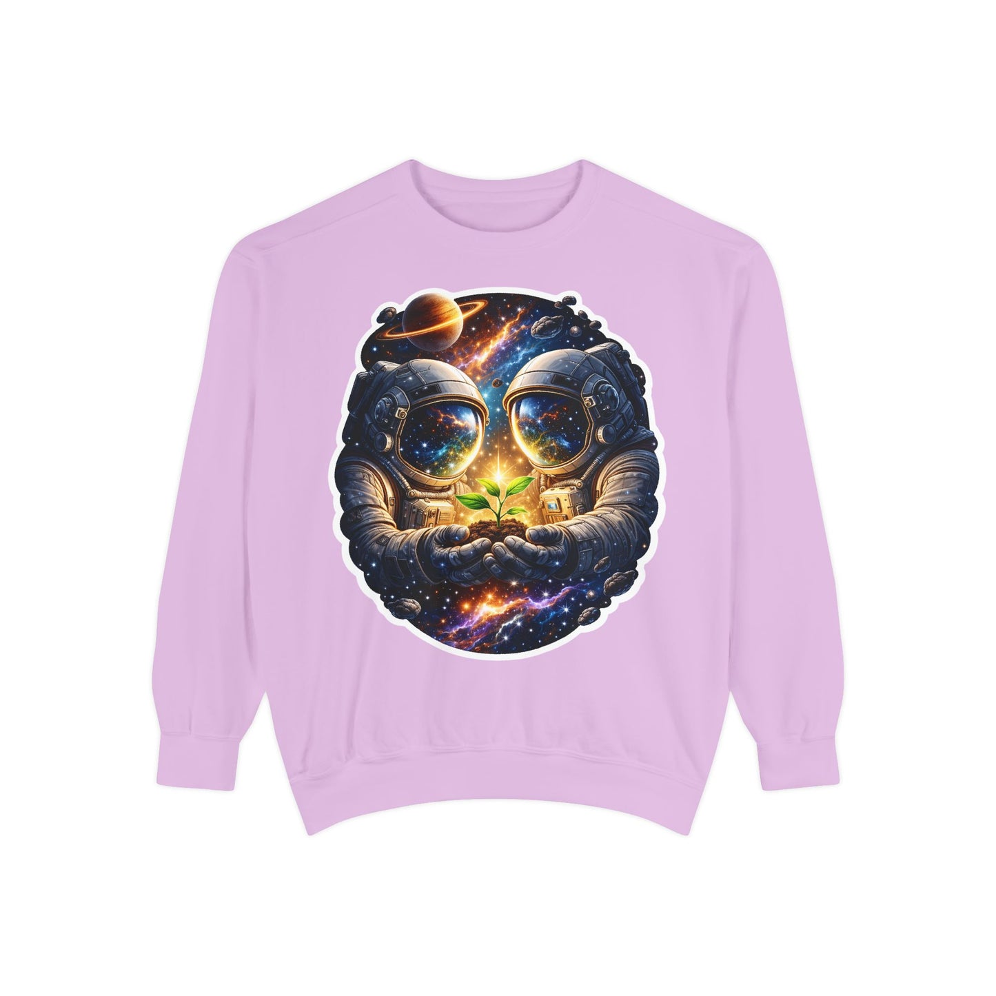 Astronaut Holding Seedling Sweatshirt — Cosmic Space Crewneck