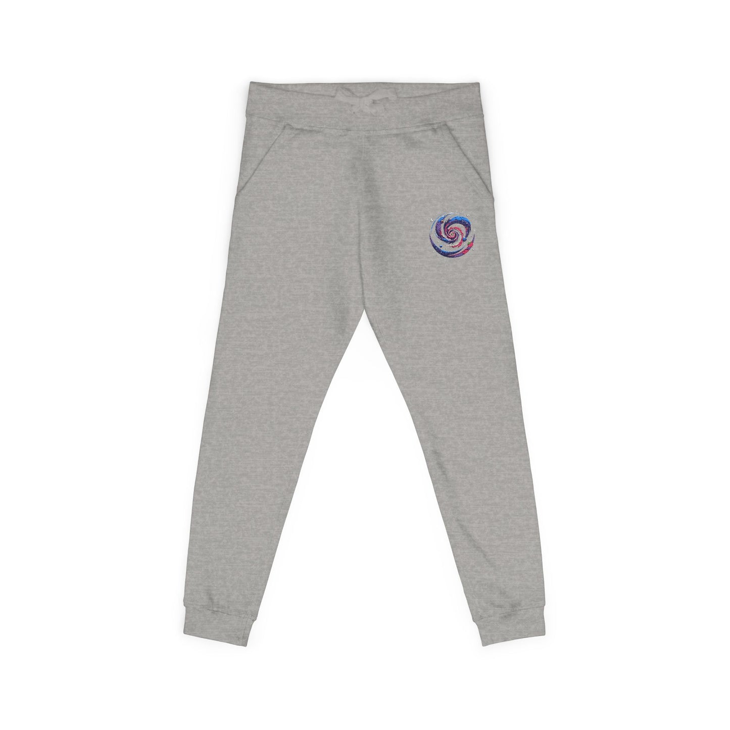 Embroidered Spiral Tie-Dye Joggers — White Fleece Sweatpants