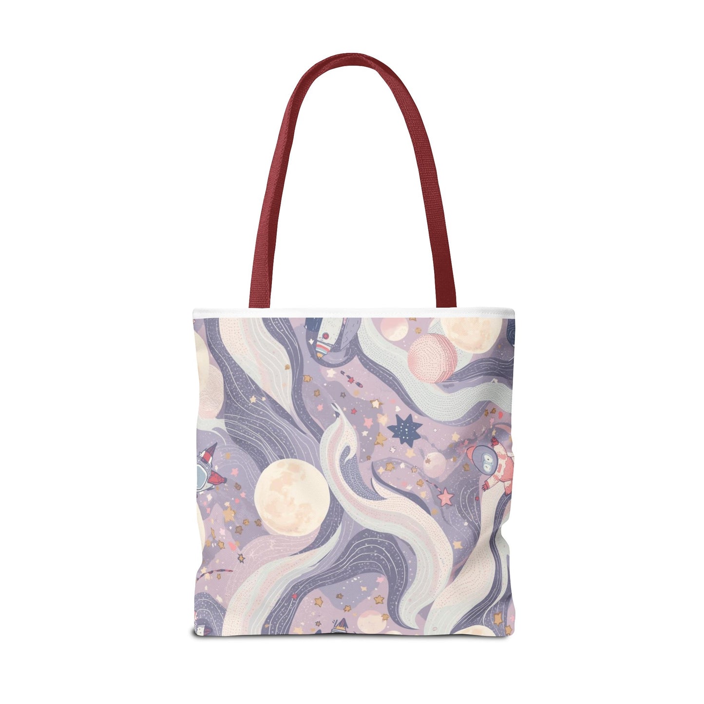 Celestial Moonlight Tote Bag — Pastel Cosmic Waves All-Over Print