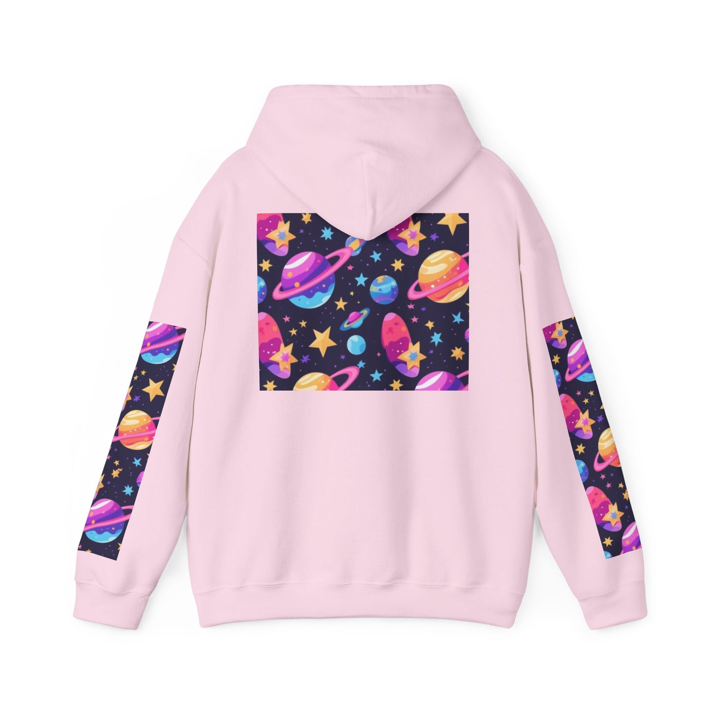 Space Pattern Hoodie — Colorful Planets & Stars Graphic Hoodie