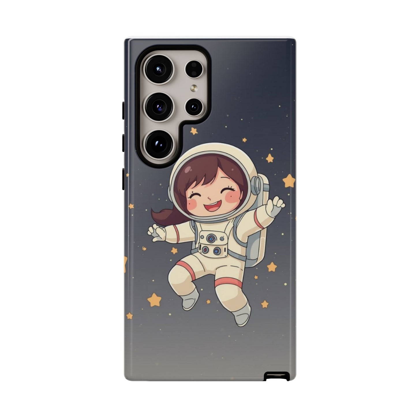 Cute Girl Astronaut Phone Case — Space Stars Protective iPhone Cover