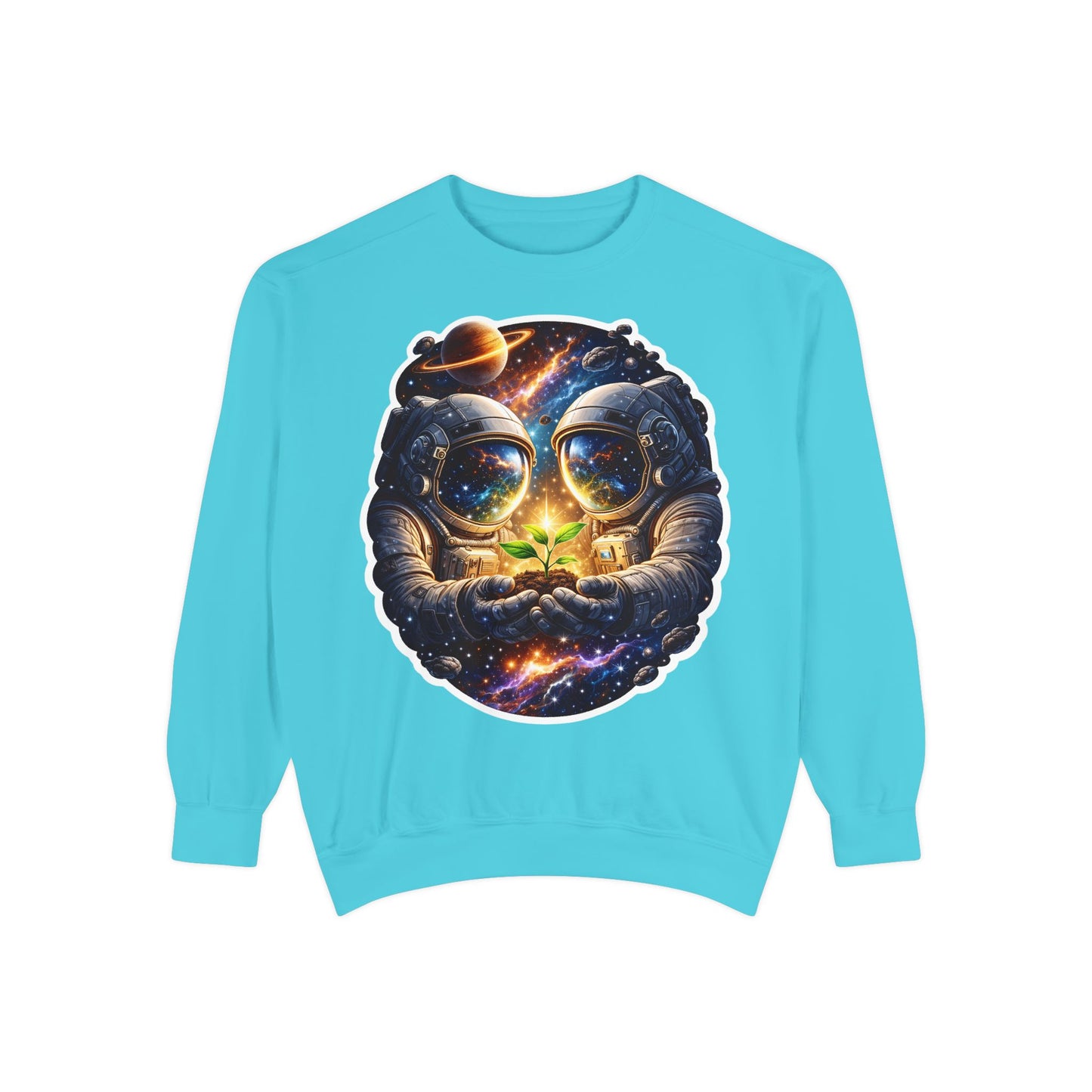 Astronaut Holding Seedling Sweatshirt — Cosmic Space Crewneck