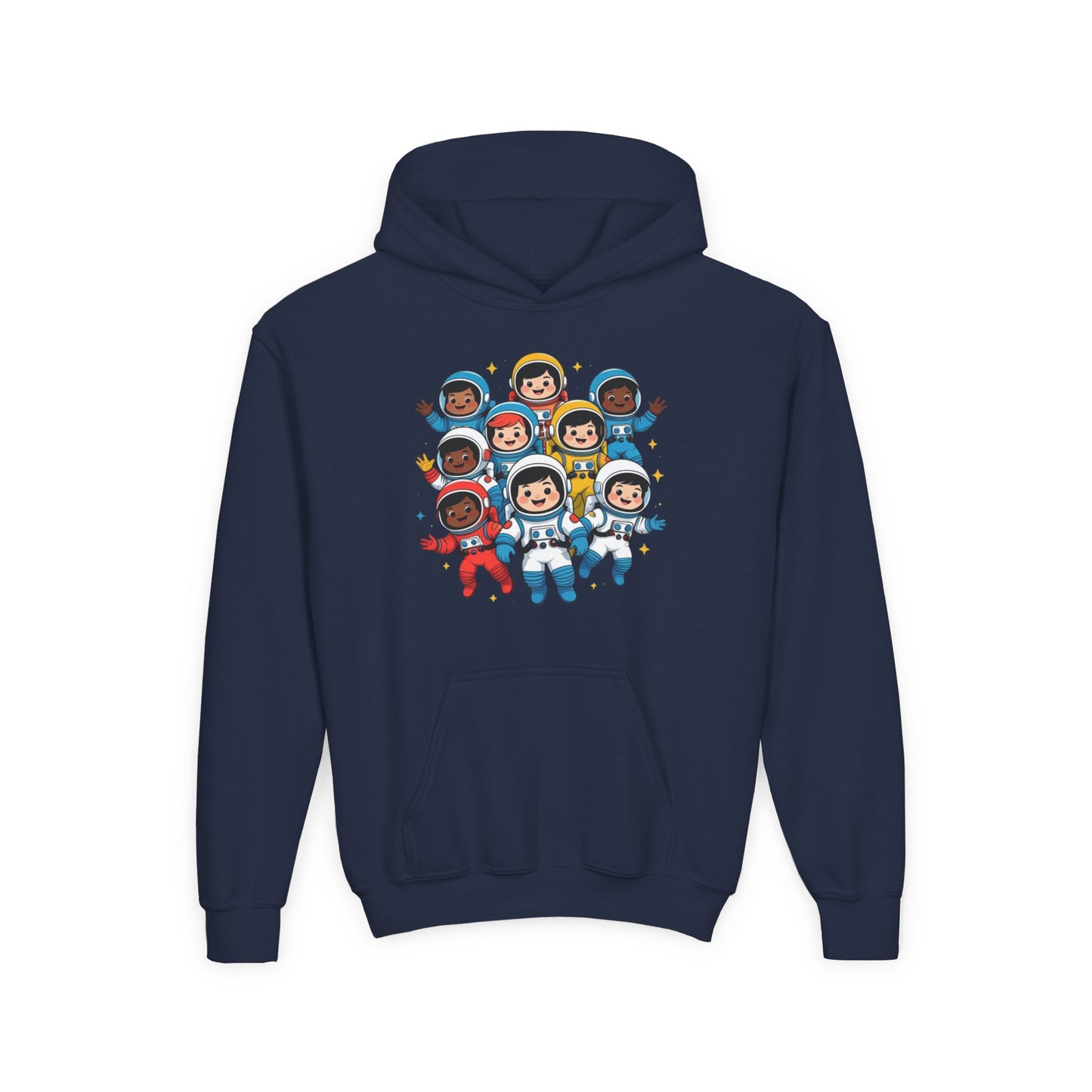 Kids Astronaut Crew Hoodie — Cute Diverse Space Explorers Graphic