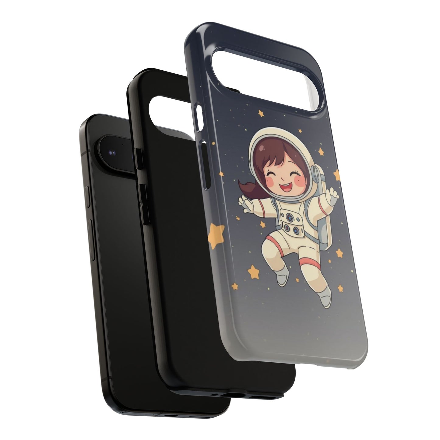 Cute Girl Astronaut Phone Case — Space Stars Protective iPhone Cover