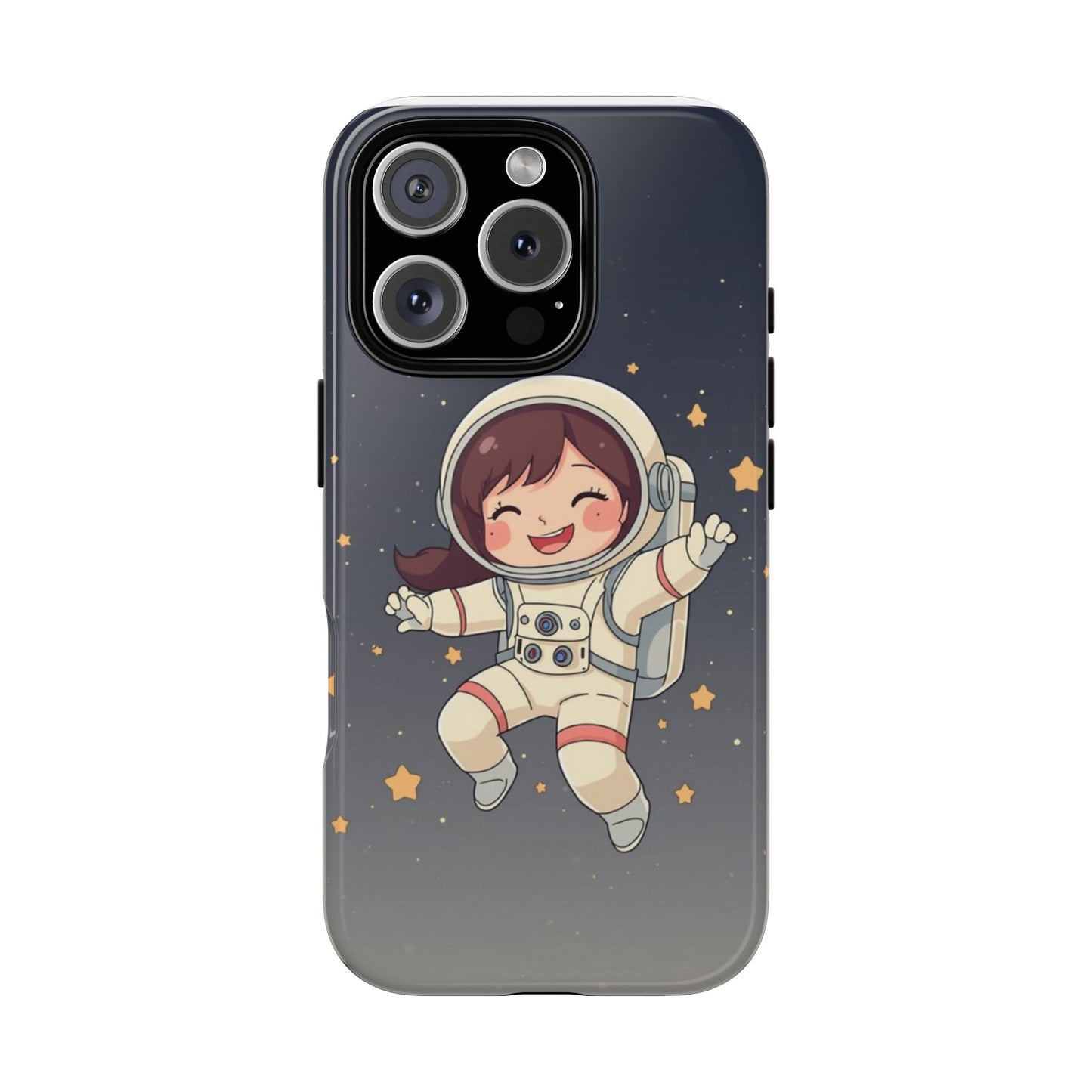 Cute Girl Astronaut Phone Case — Space Stars Protective iPhone Cover