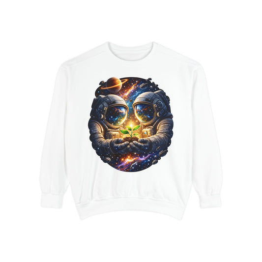 Astronaut Holding Seedling Sweatshirt — Cosmic Space Crewneck
