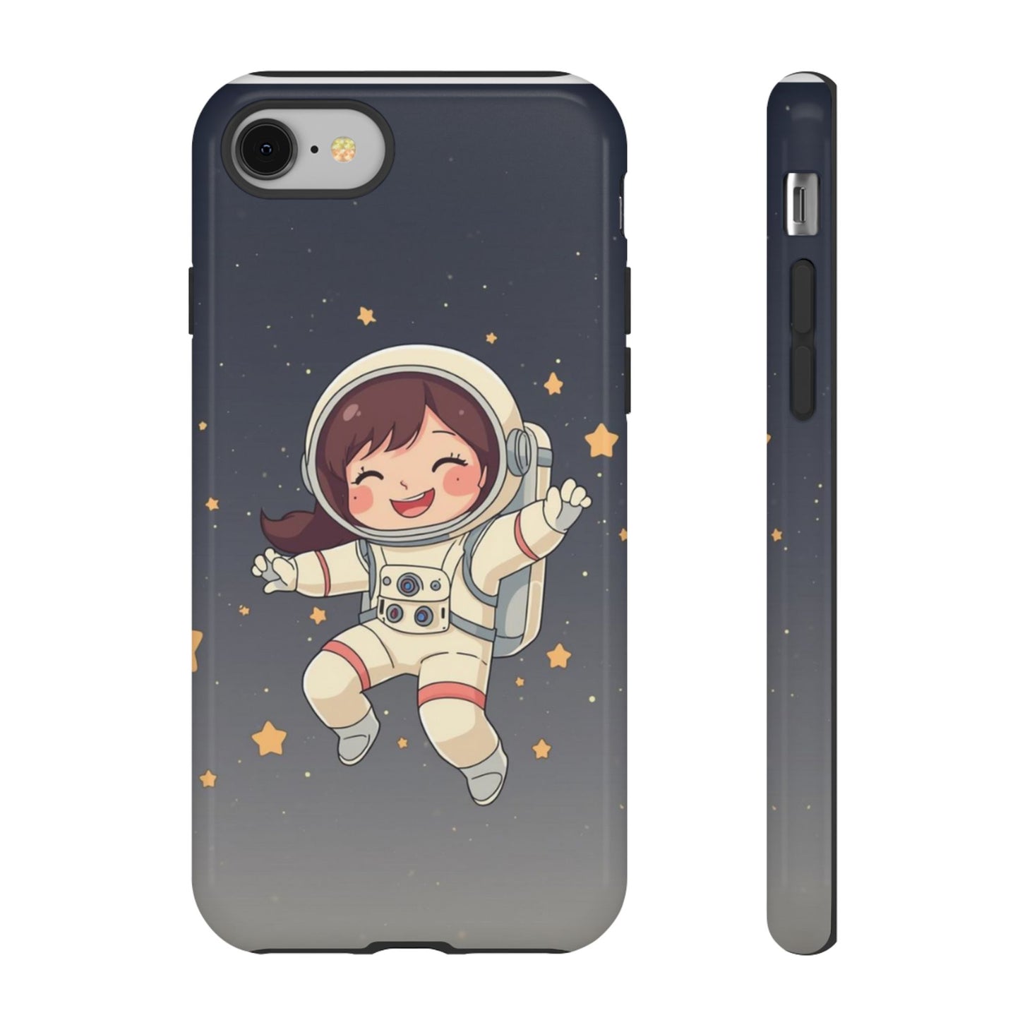 Cute Girl Astronaut Phone Case — Space Stars Protective iPhone Cover