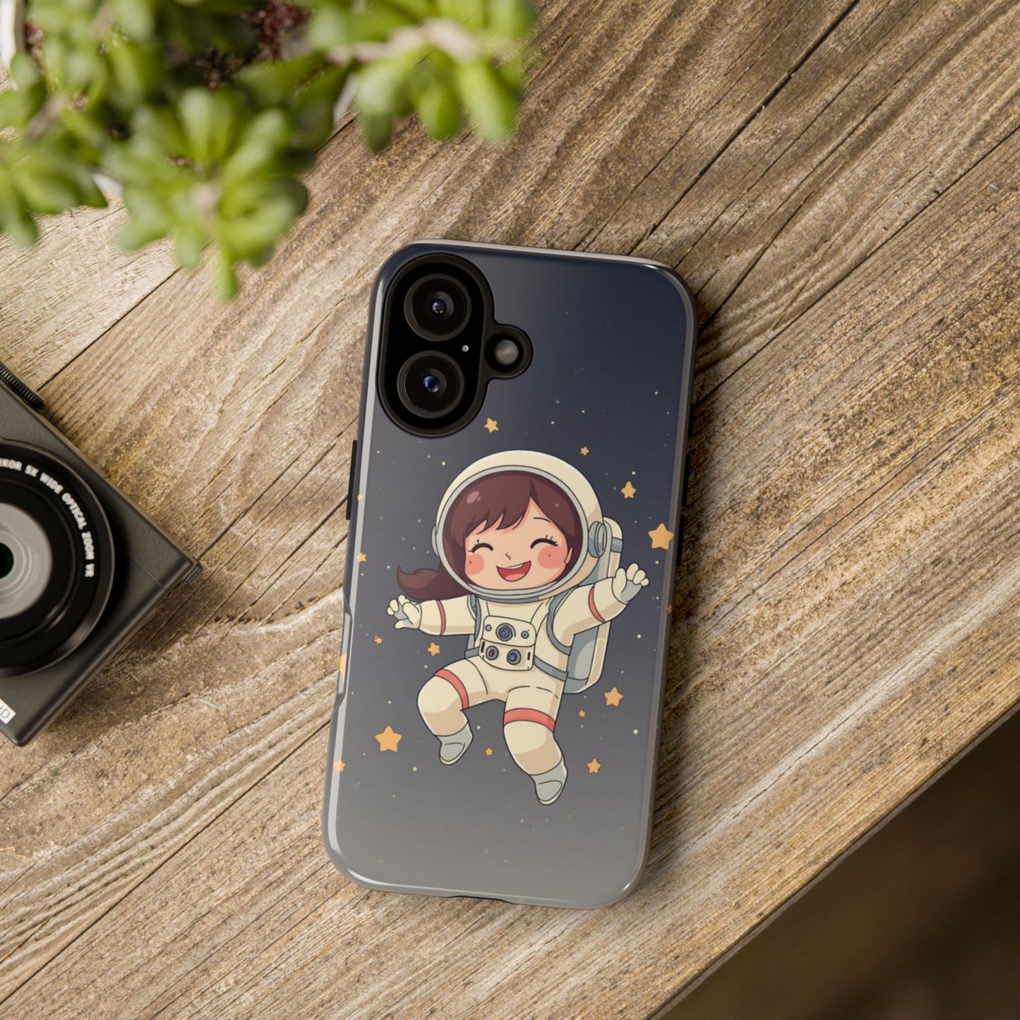 Cute Girl Astronaut Phone Case — Space Stars Protective iPhone Cover