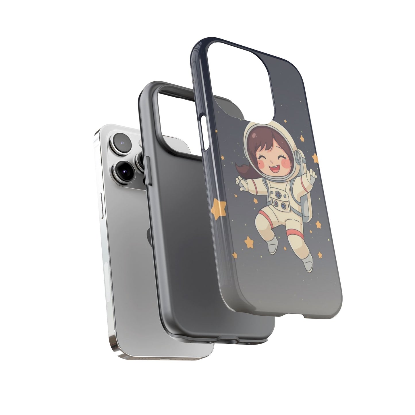 Cute Girl Astronaut Phone Case — Space Stars Protective iPhone Cover