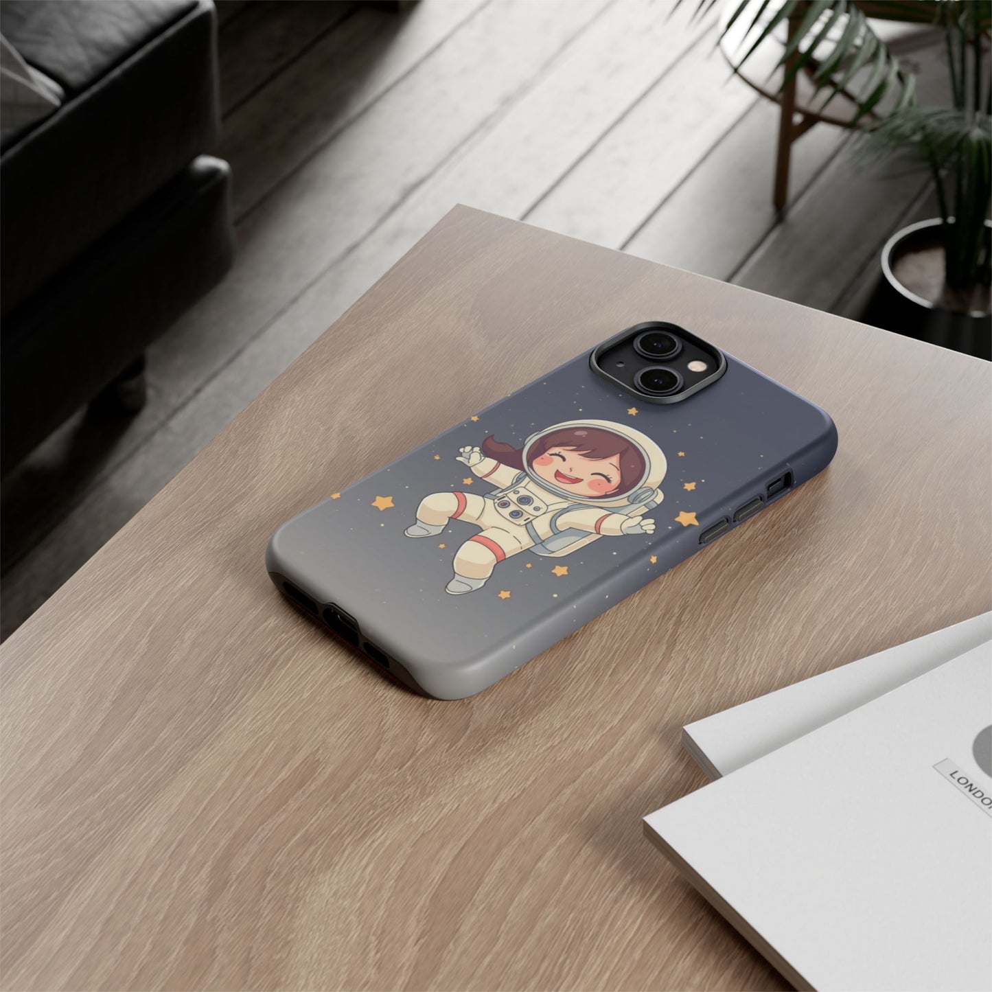 Cute Girl Astronaut Phone Case — Space Stars Protective iPhone Cover