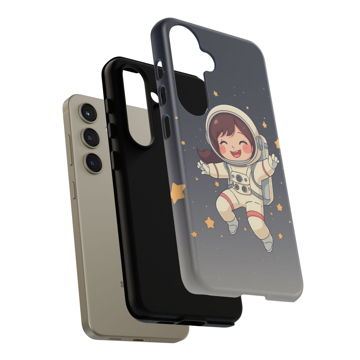 Cute Girl Astronaut Phone Case — Space Stars Protective iPhone Cover