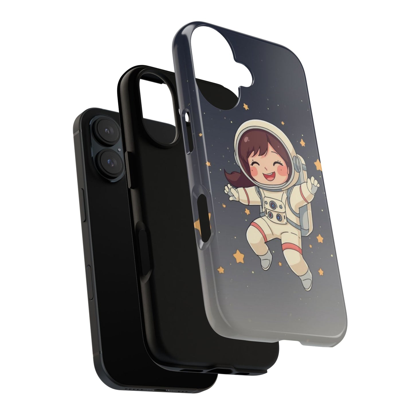 Cute Girl Astronaut Phone Case — Space Stars Protective iPhone Cover