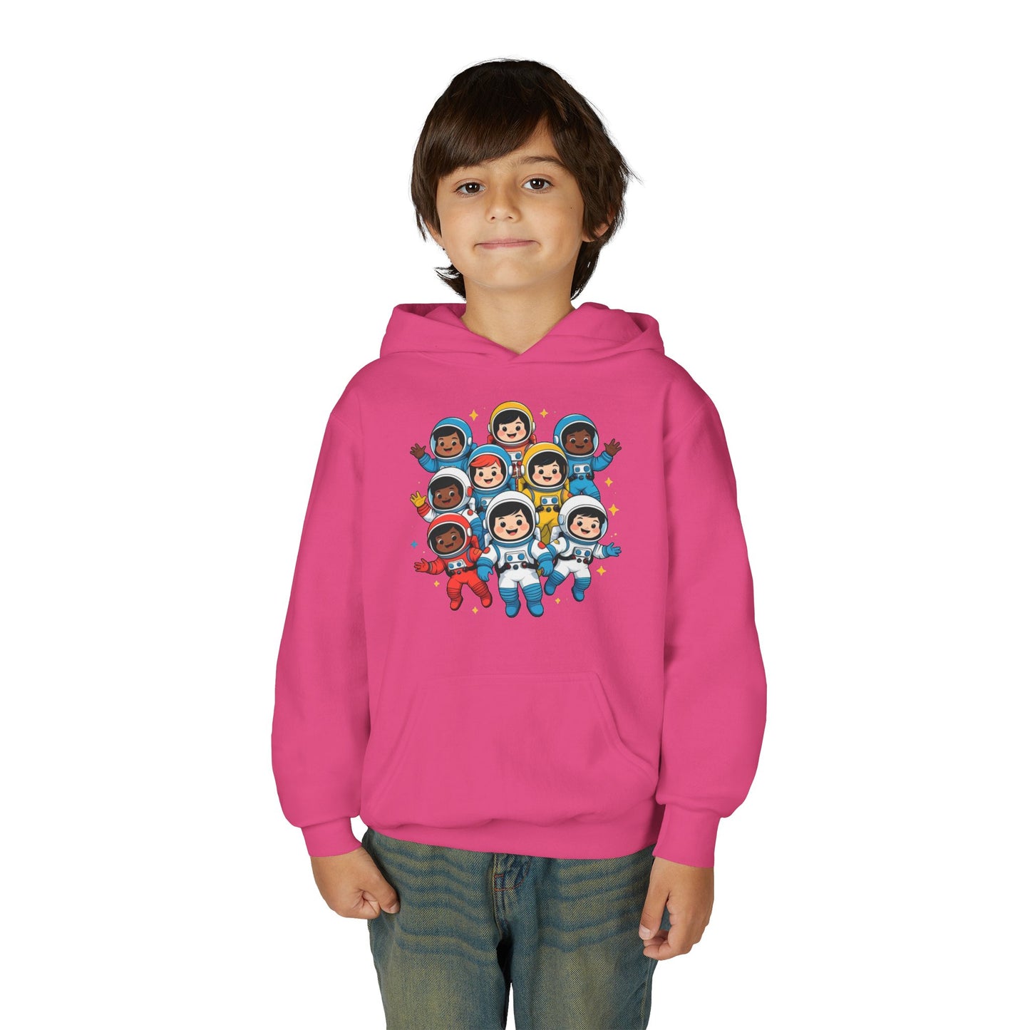 Kids Astronaut Crew Hoodie — Cute Diverse Space Explorers Graphic