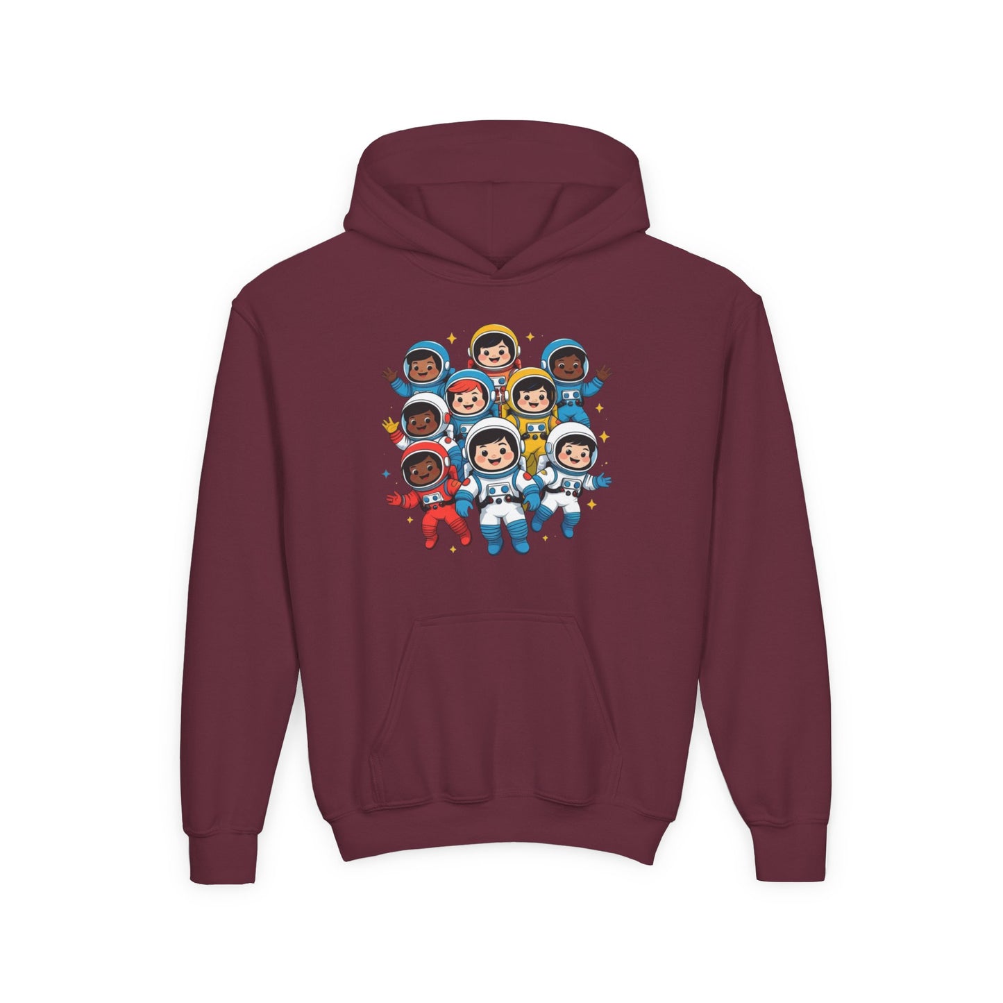 Kids Astronaut Crew Hoodie — Cute Diverse Space Explorers Graphic