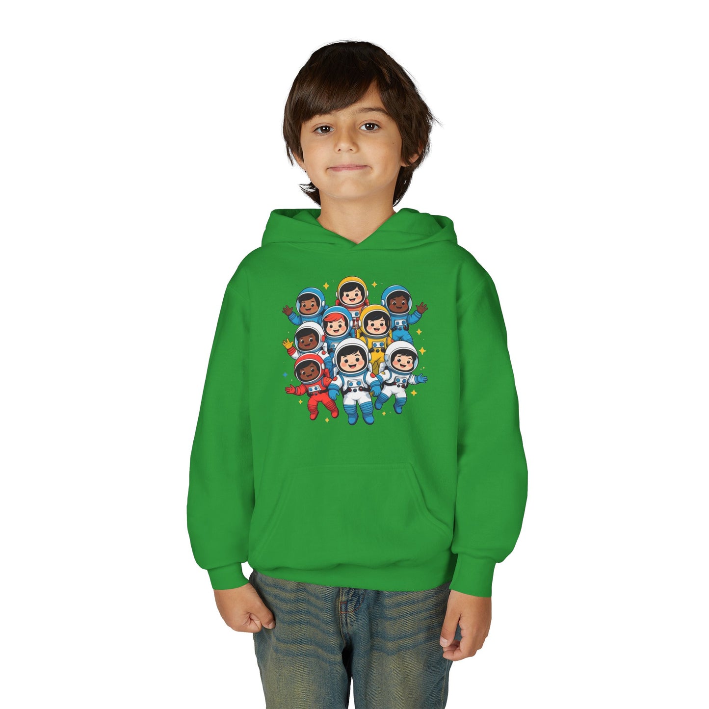 Kids Astronaut Crew Hoodie — Cute Diverse Space Explorers Graphic