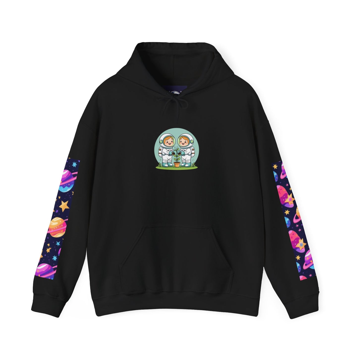 Space Pattern Hoodie — Colorful Planets & Stars Graphic Hoodie