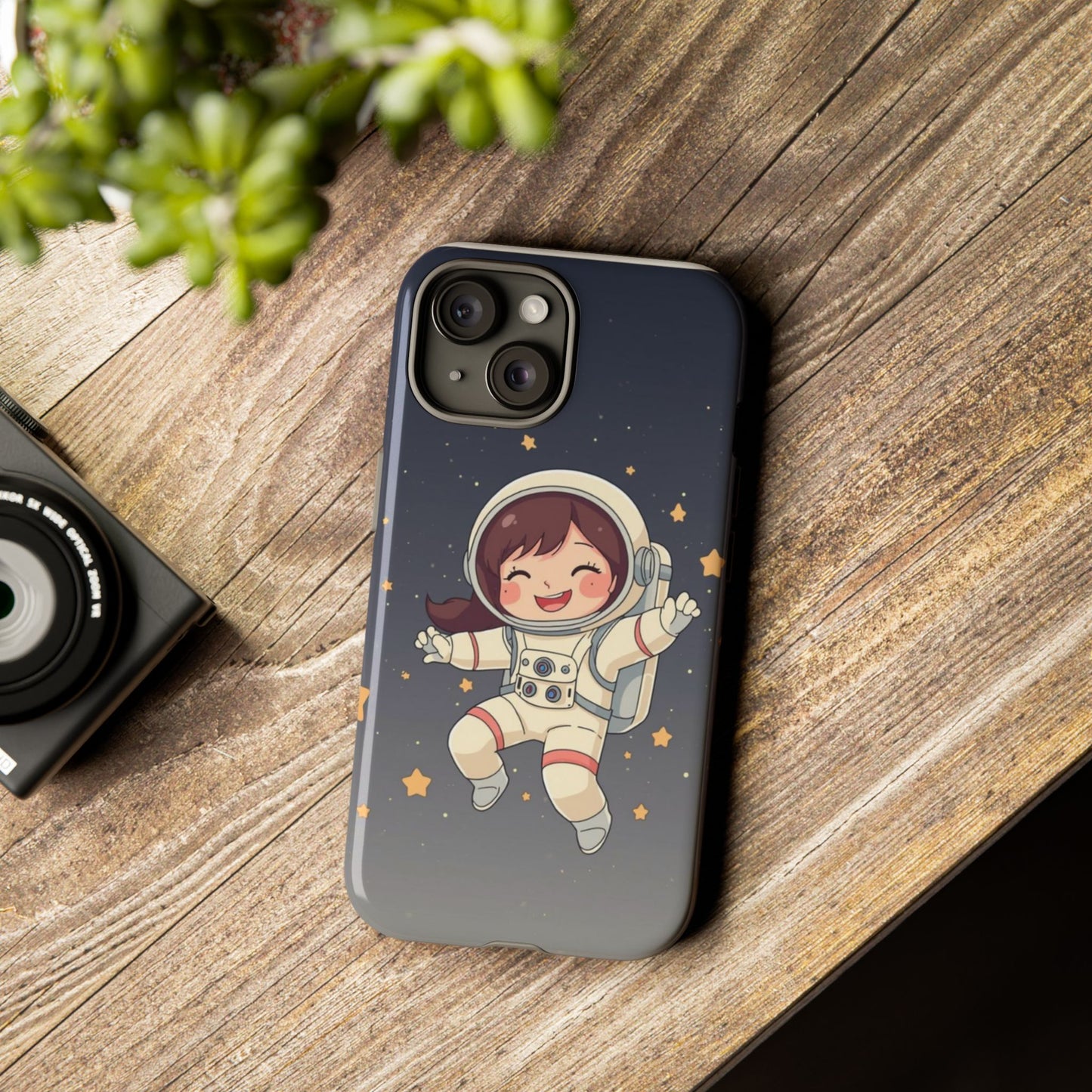 Cute Girl Astronaut Phone Case — Space Stars Protective iPhone Cover