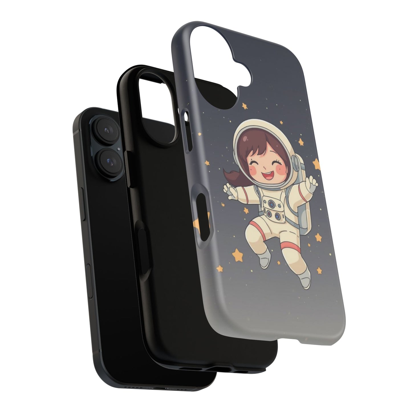 Cute Girl Astronaut Phone Case — Space Stars Protective iPhone Cover