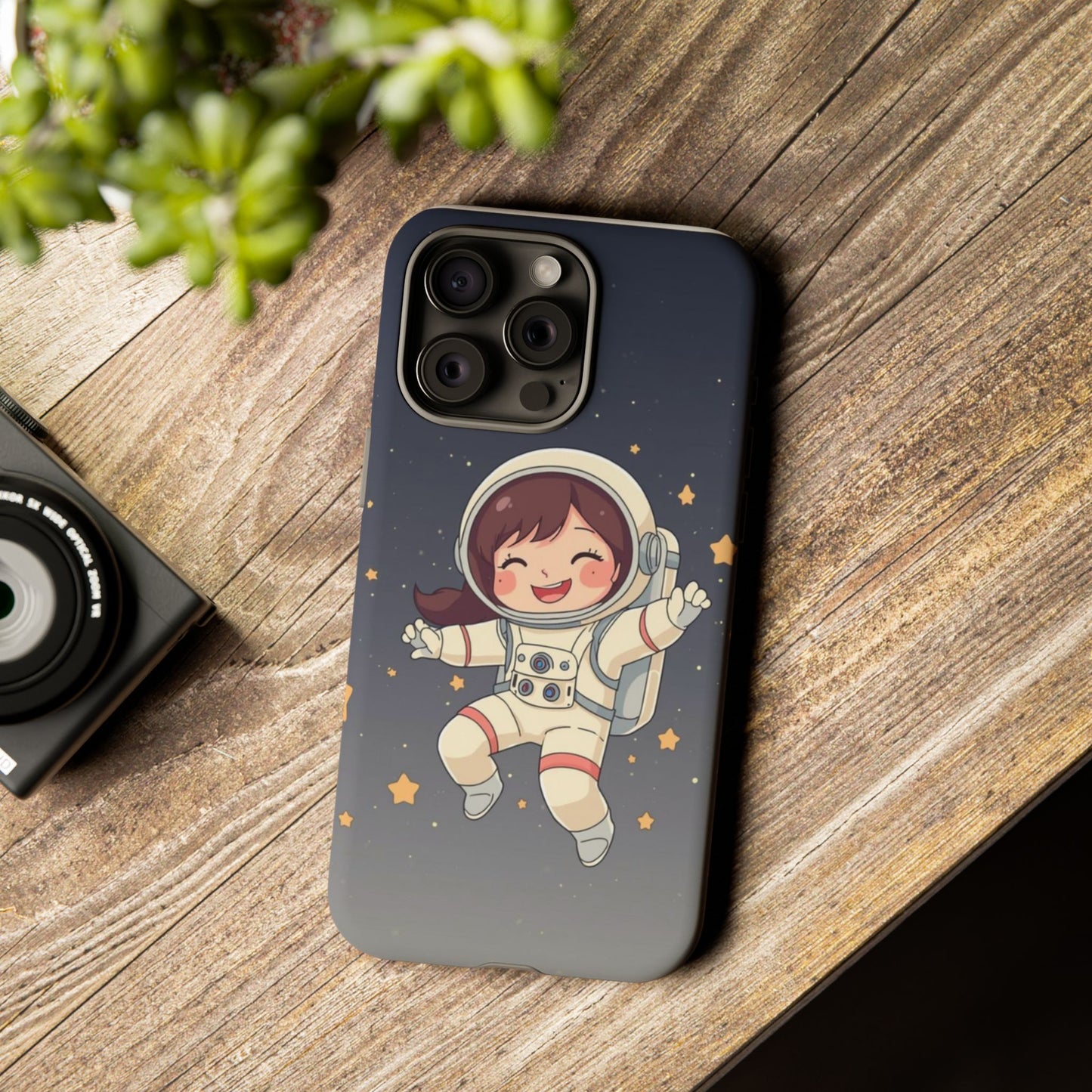 Cute Girl Astronaut Phone Case — Space Stars Protective iPhone Cover