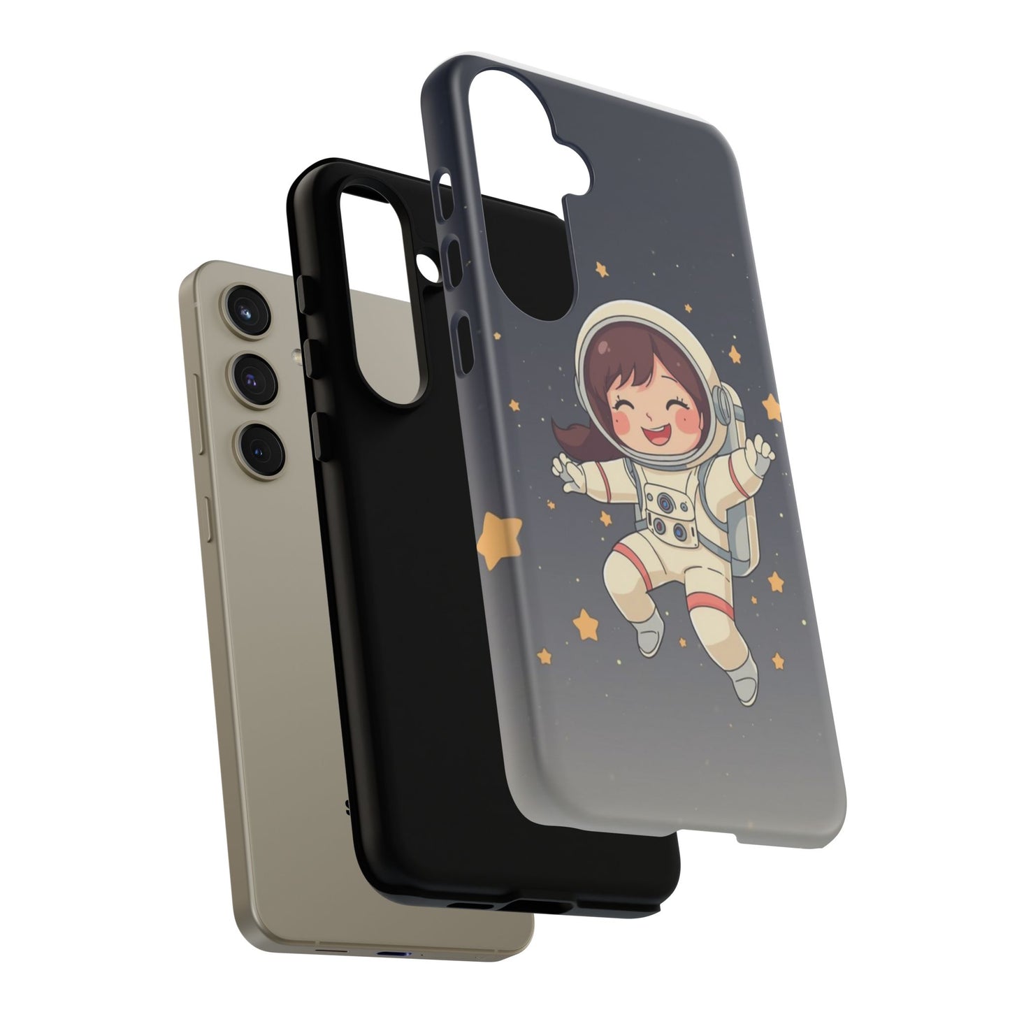 Cute Girl Astronaut Phone Case — Space Stars Protective iPhone Cover