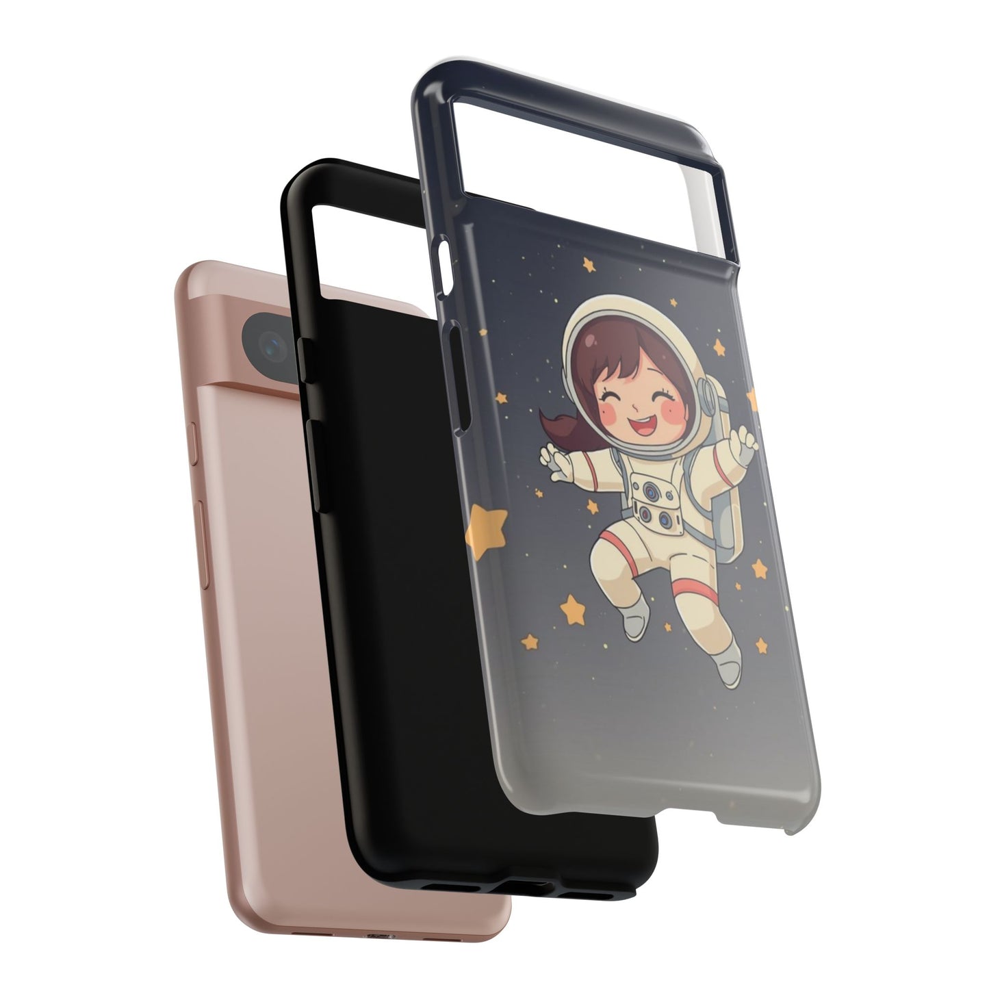 Cute Girl Astronaut Phone Case — Space Stars Protective iPhone Cover