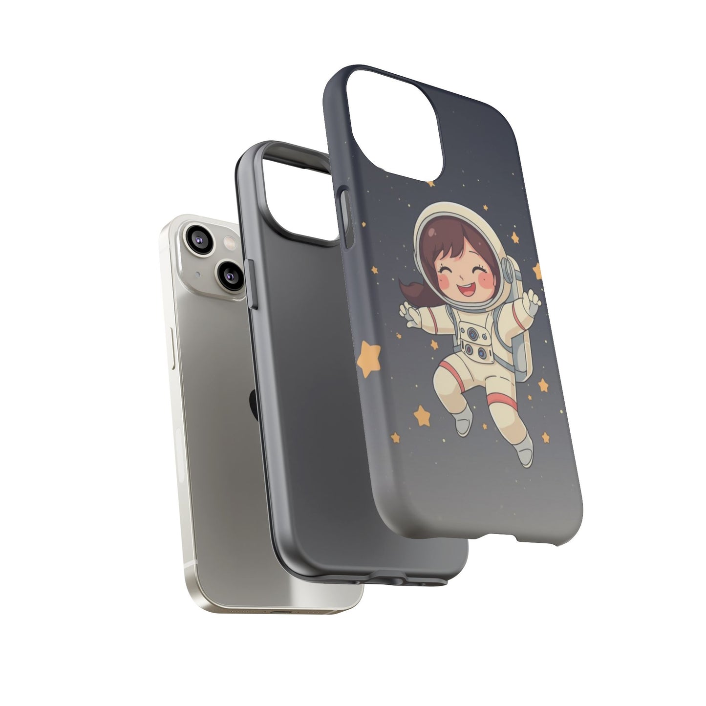 Cute Girl Astronaut Phone Case — Space Stars Protective iPhone Cover