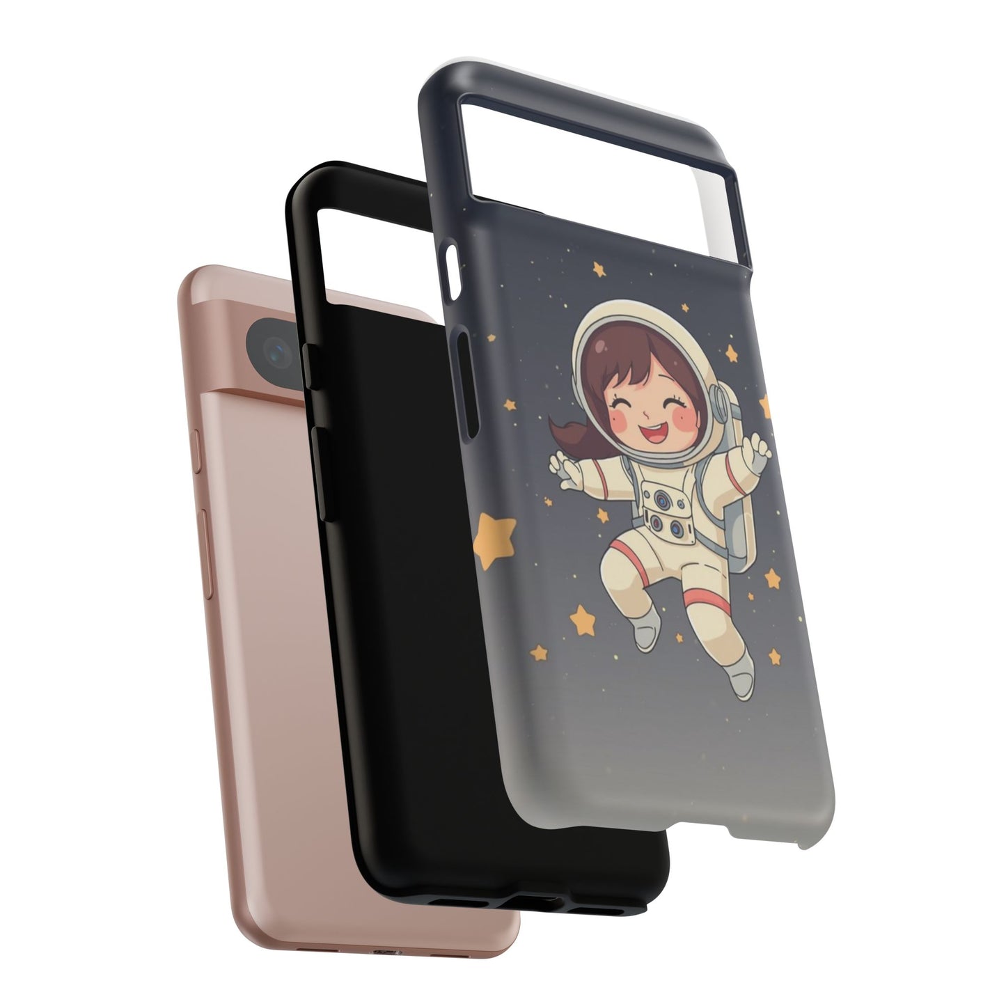 Cute Girl Astronaut Phone Case — Space Stars Protective iPhone Cover