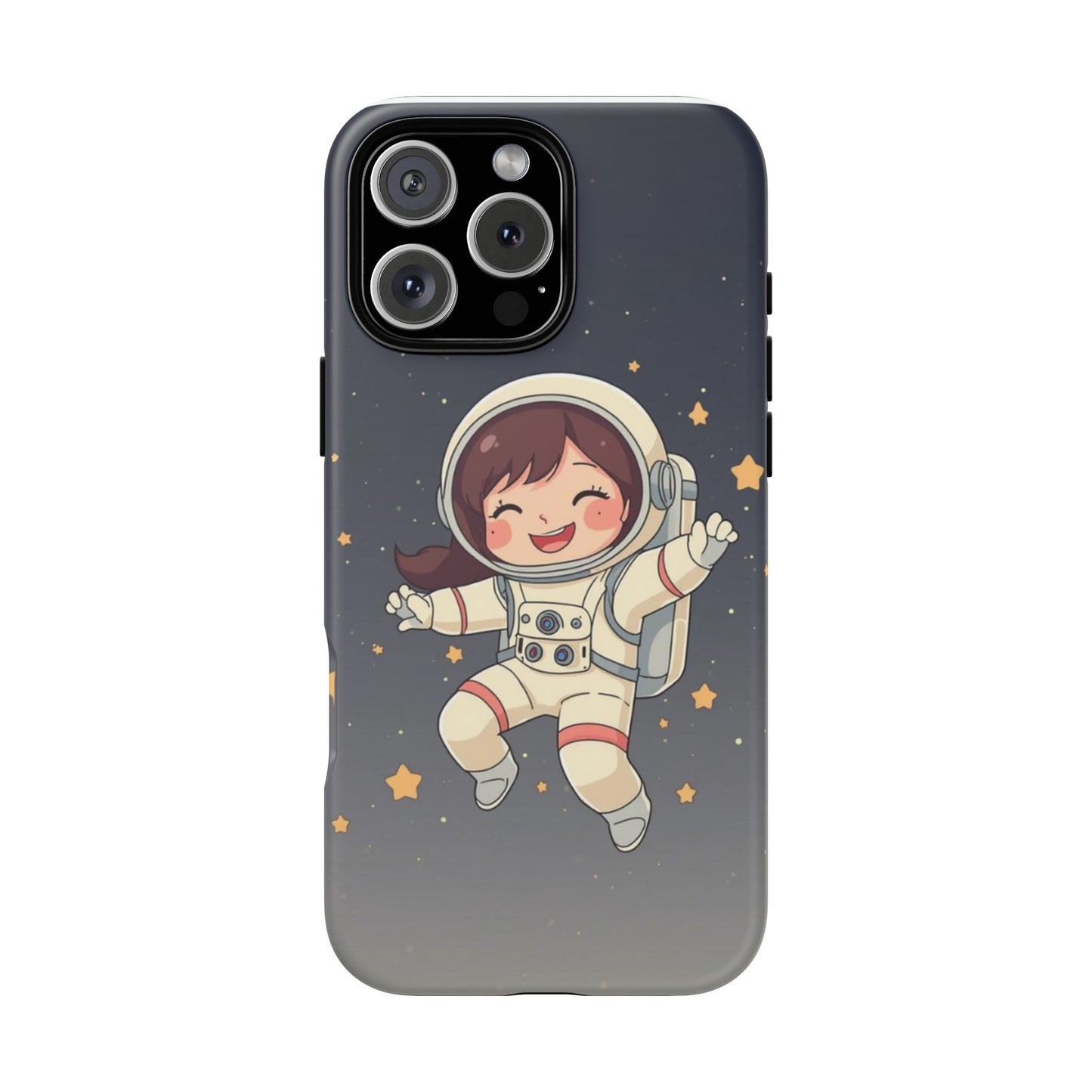 Cute Girl Astronaut Phone Case — Space Stars Protective iPhone Cover