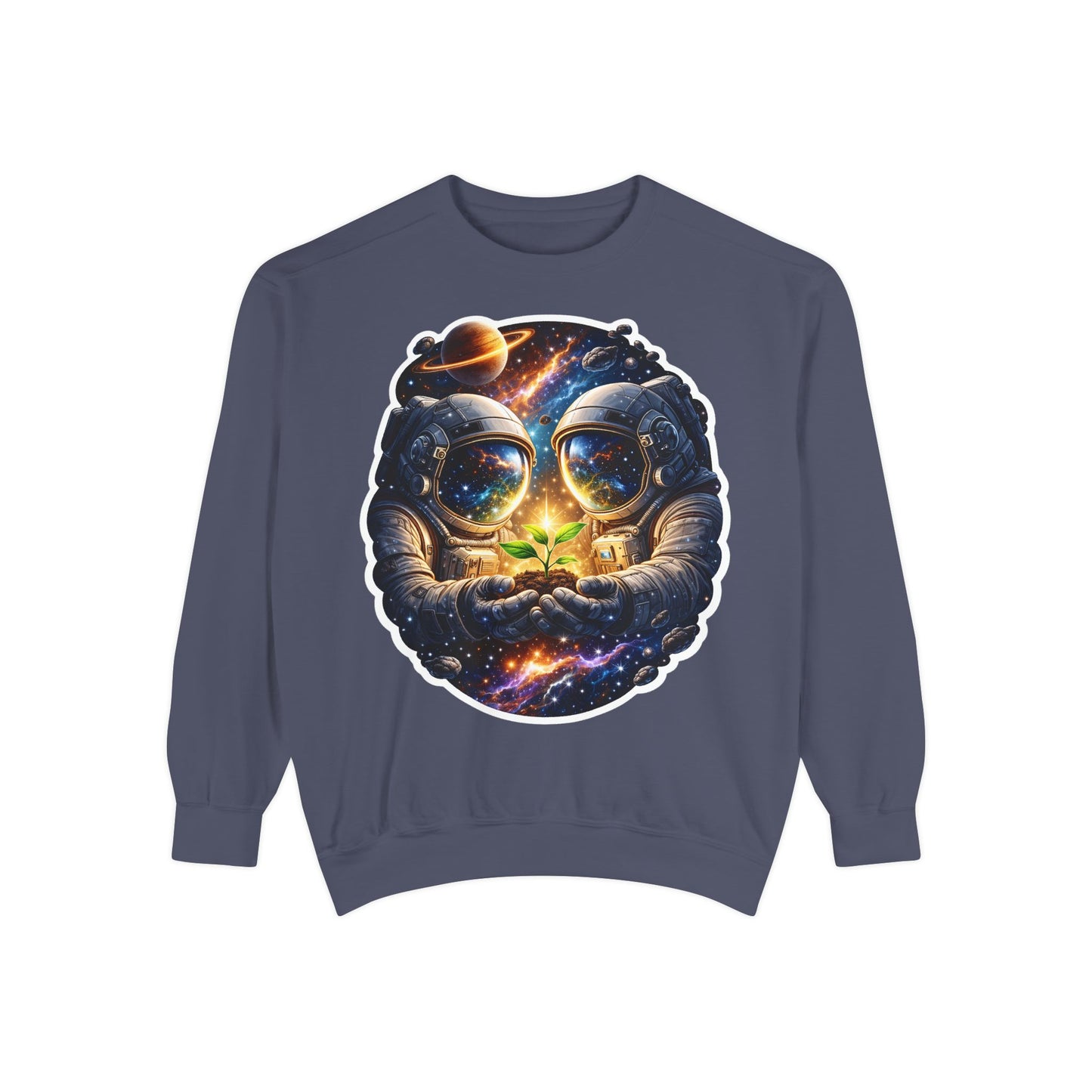Astronaut Holding Seedling Sweatshirt — Cosmic Space Crewneck