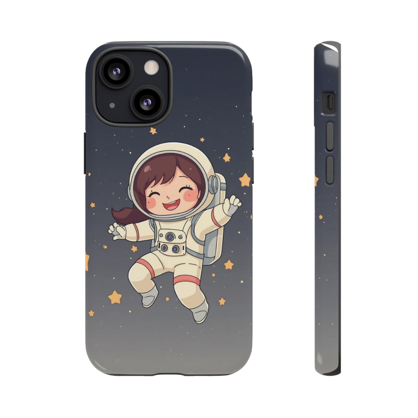 Cute Girl Astronaut Phone Case — Space Stars Protective iPhone Cover