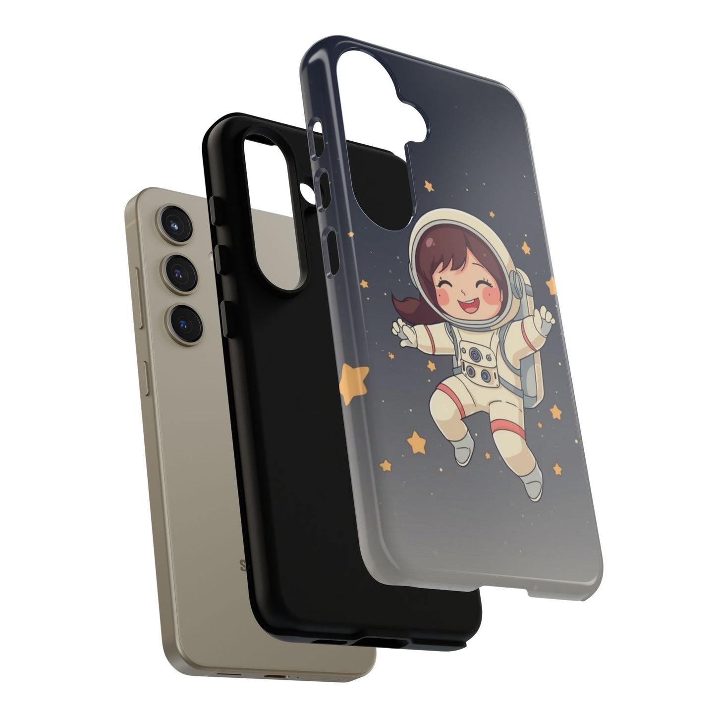 Cute Girl Astronaut Phone Case — Space Stars Protective iPhone Cover