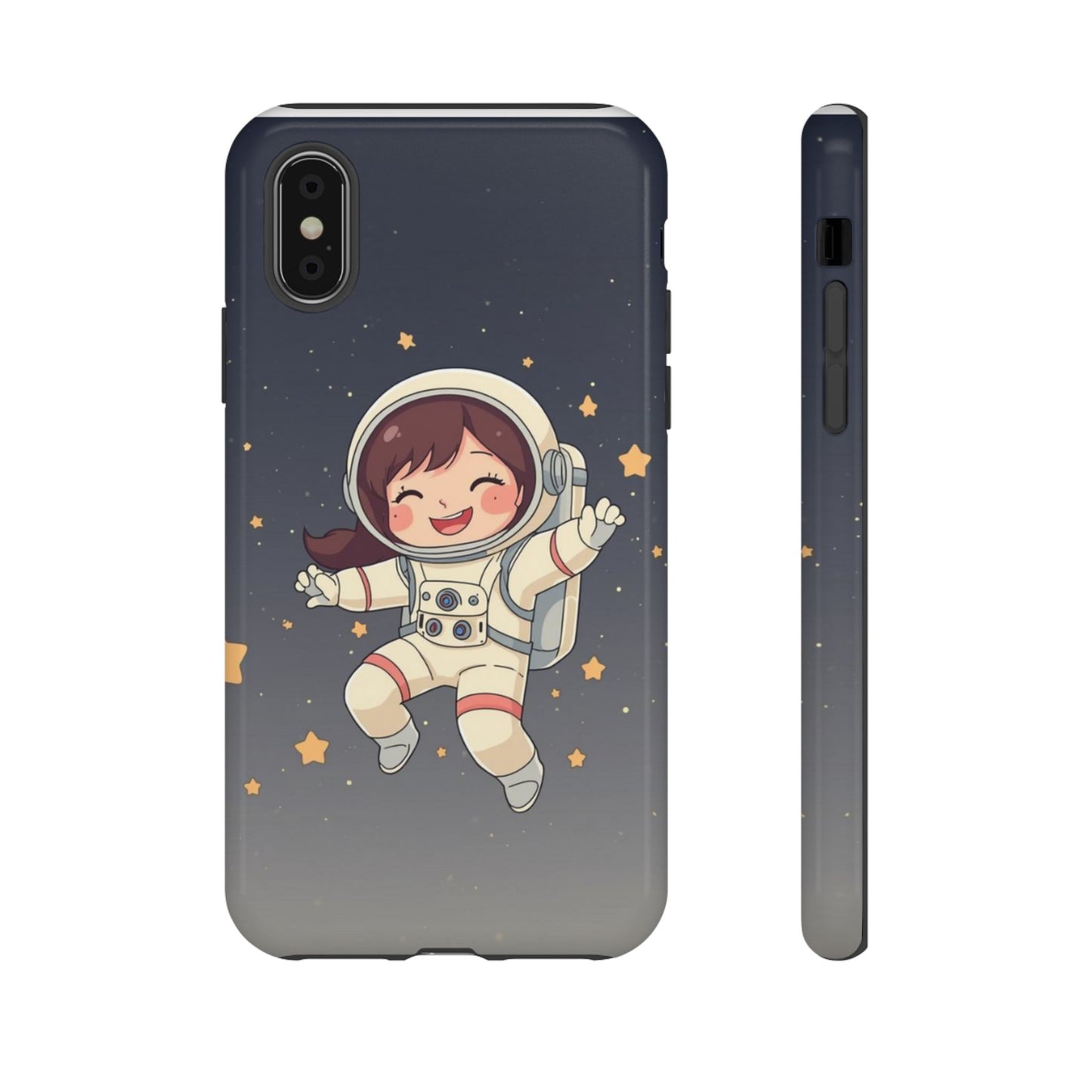 Cute Girl Astronaut Phone Case — Space Stars Protective iPhone Cover