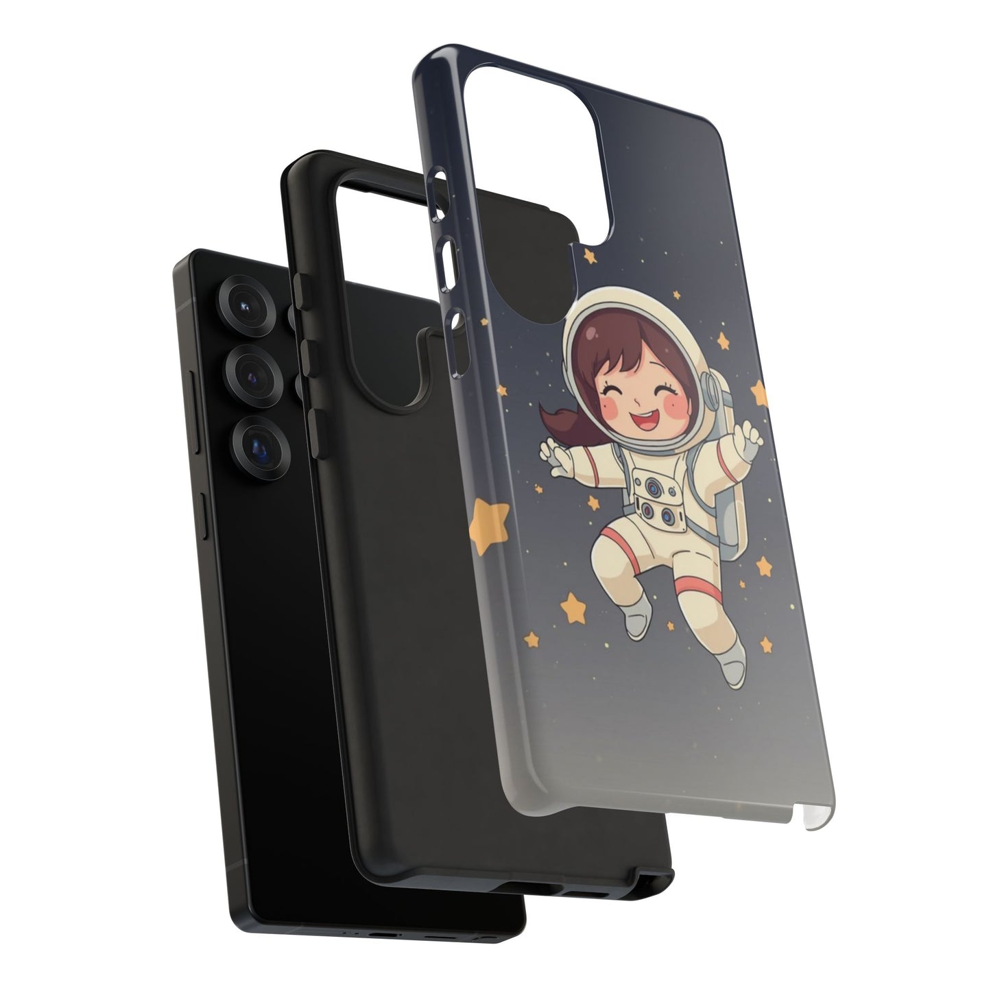 Cute Girl Astronaut Phone Case — Space Stars Protective iPhone Cover