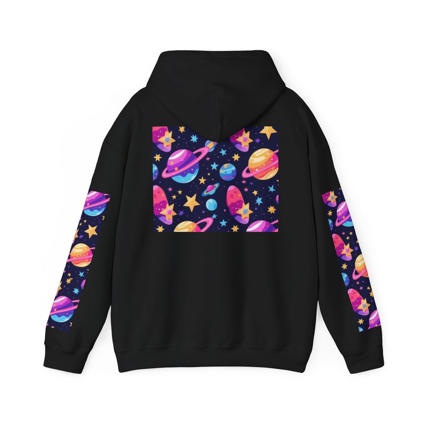 Space Pattern Hoodie — Colorful Planets & Stars Graphic Hoodie