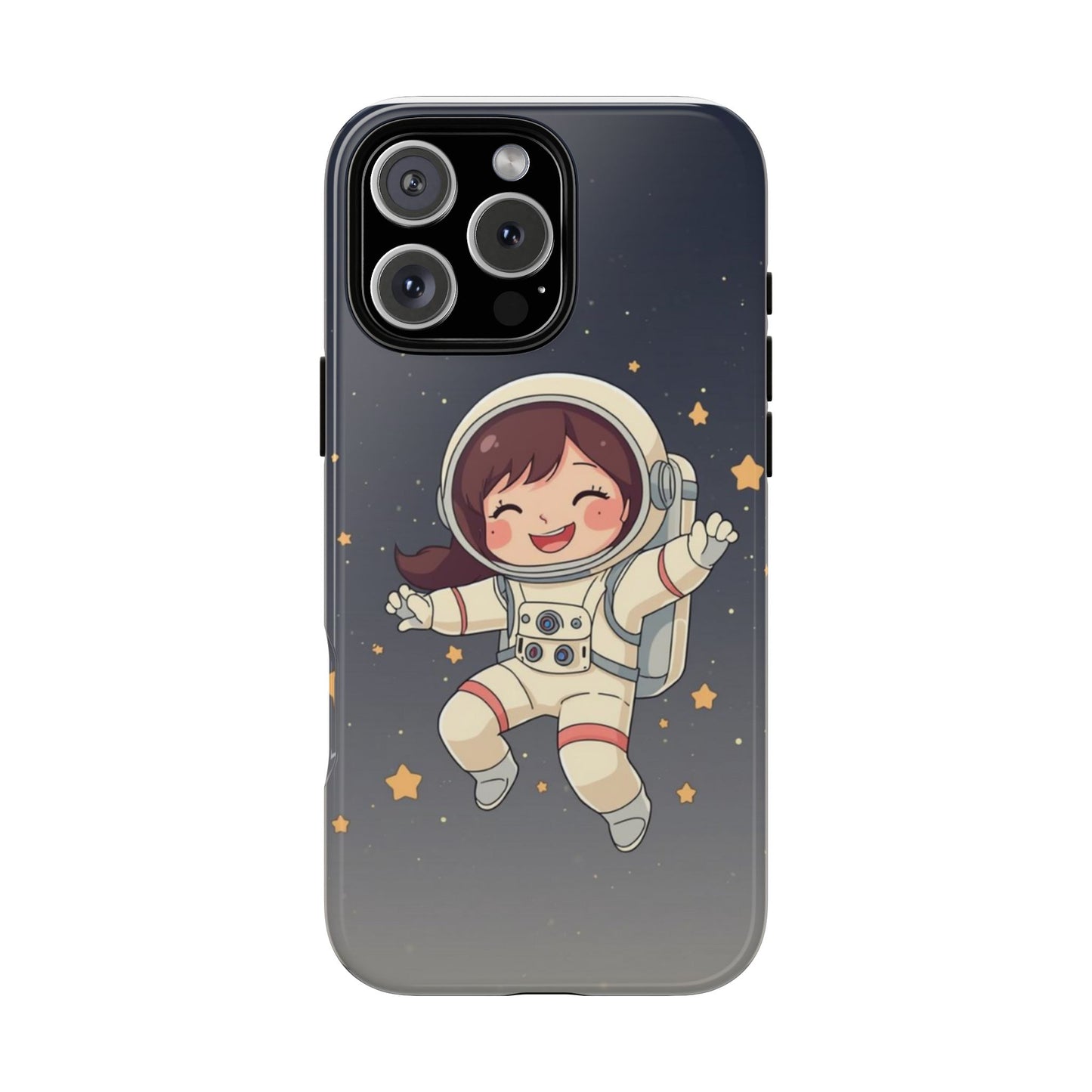 Cute Girl Astronaut Phone Case — Space Stars Protective iPhone Cover