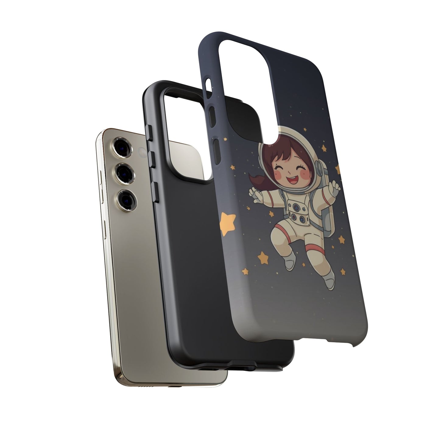 Cute Girl Astronaut Phone Case — Space Stars Protective iPhone Cover