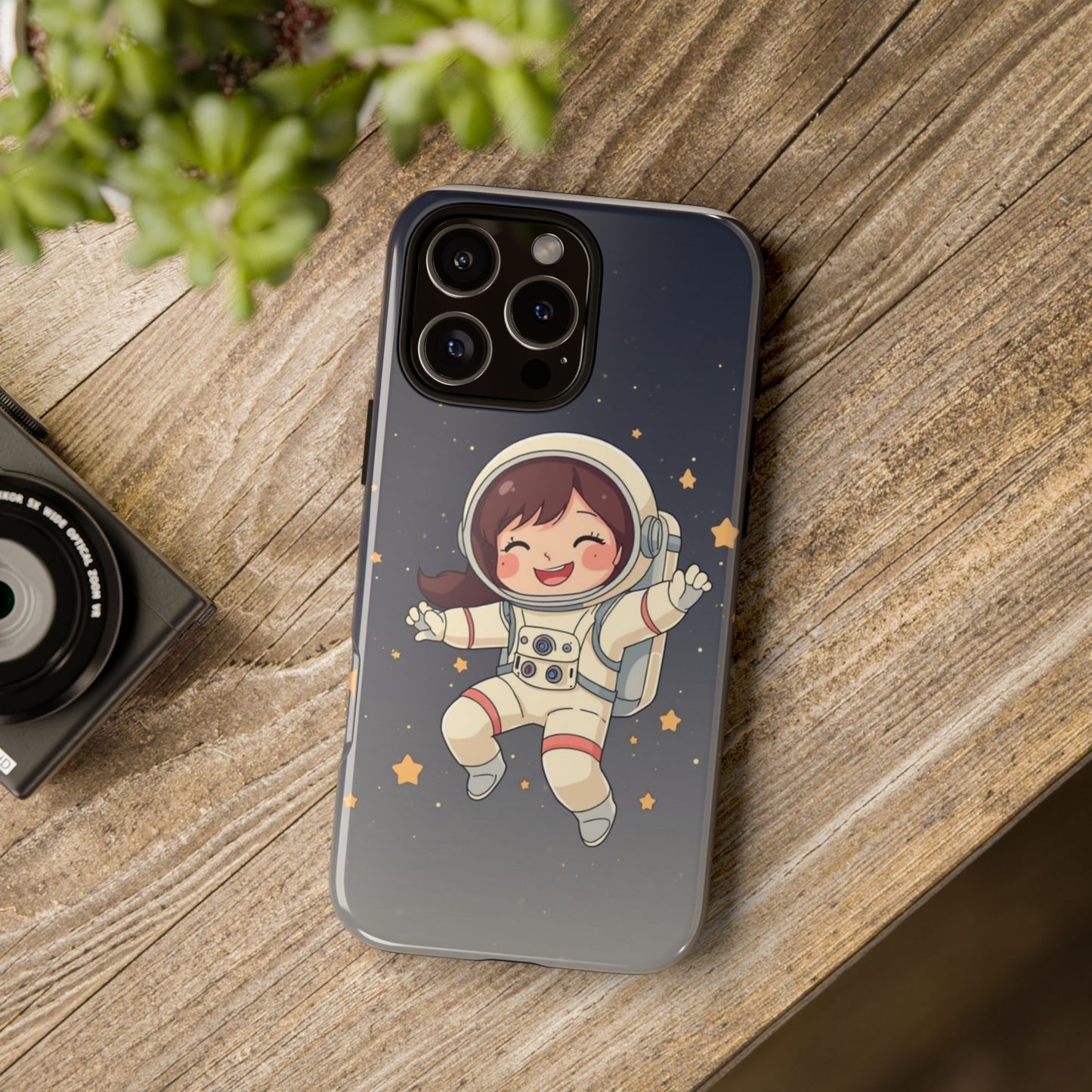 Cute Girl Astronaut Phone Case — Space Stars Protective iPhone Cover