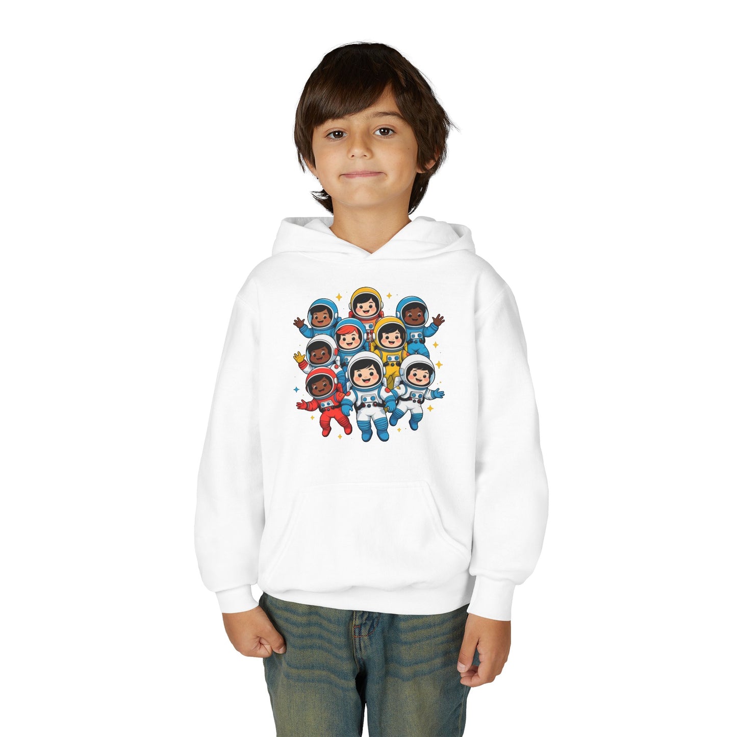 Kids Astronaut Crew Hoodie — Cute Diverse Space Explorers Graphic